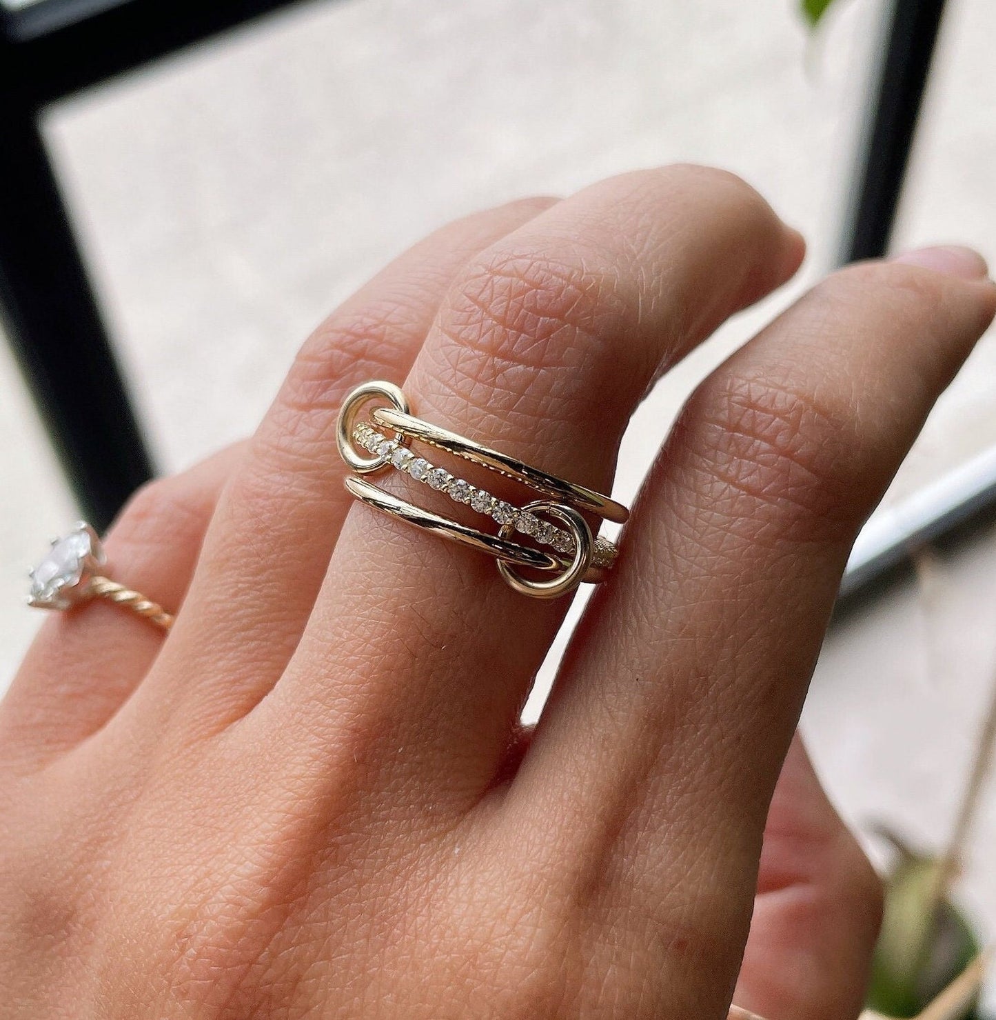 Custom Ring for Kelly, All in Gold, 14k Gold Filled Connected Rings