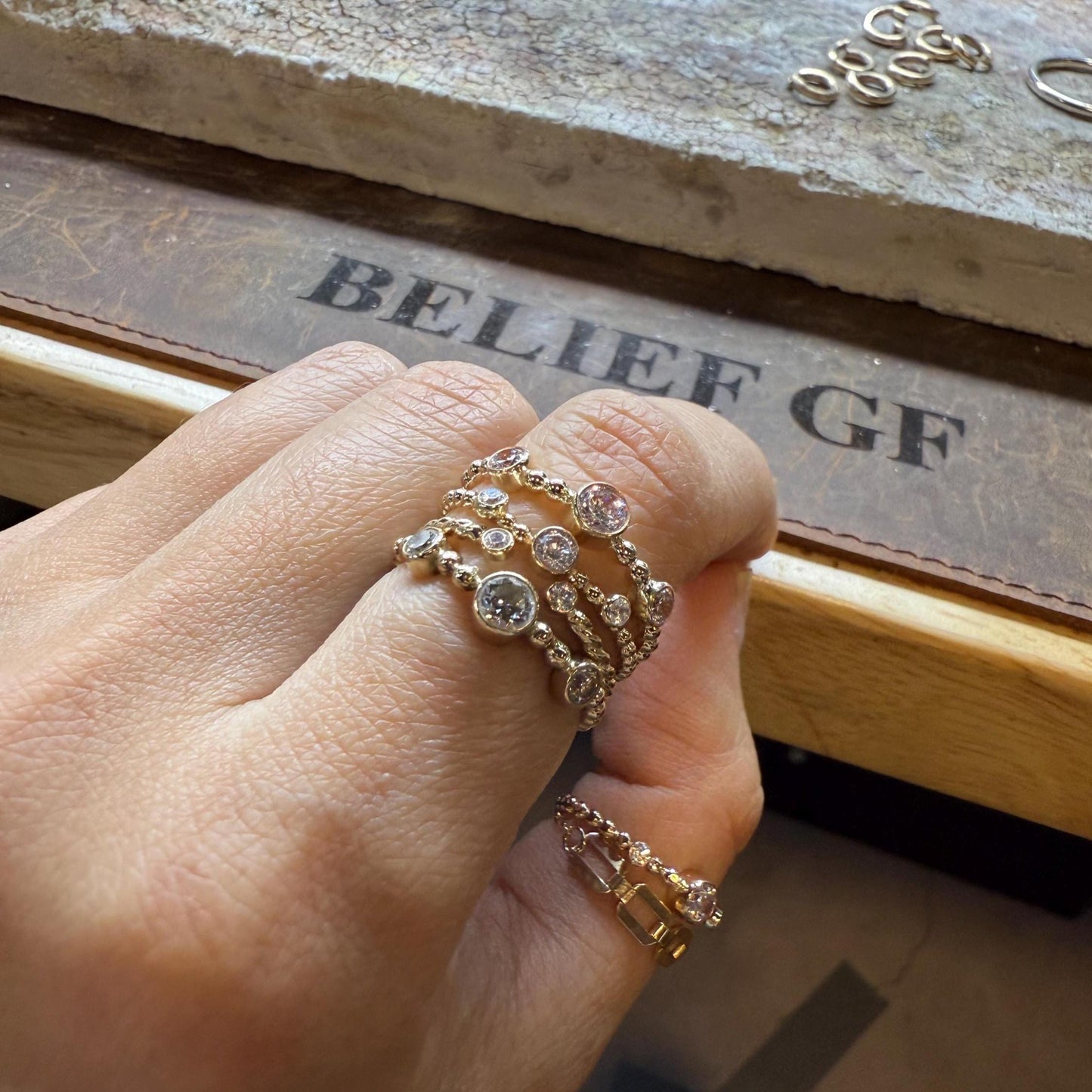Belief Diamond Collection - 14K Gold-Filled Lab Diamond Bubble Ring: Dainty Bubble Eternity