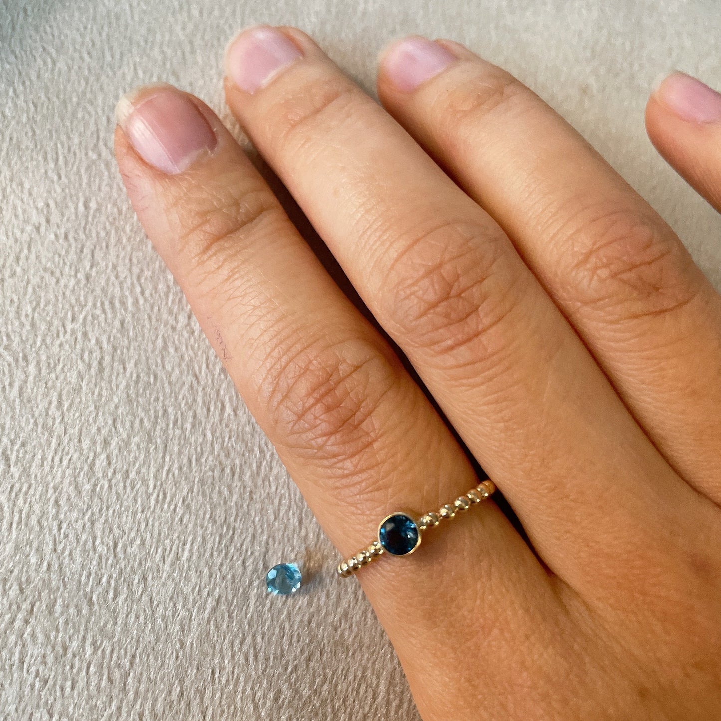 14K Gold Filled Swiss Blue Topaz Ring: November Birthstone