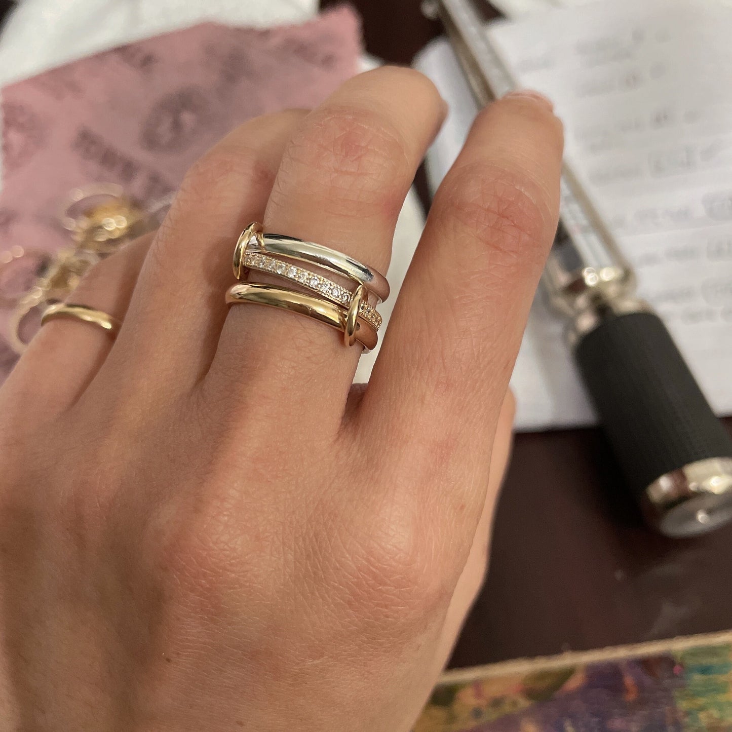 14KGF Two Tone Eternity Connected Ring, 1/20 14K Quality Mark (R11)