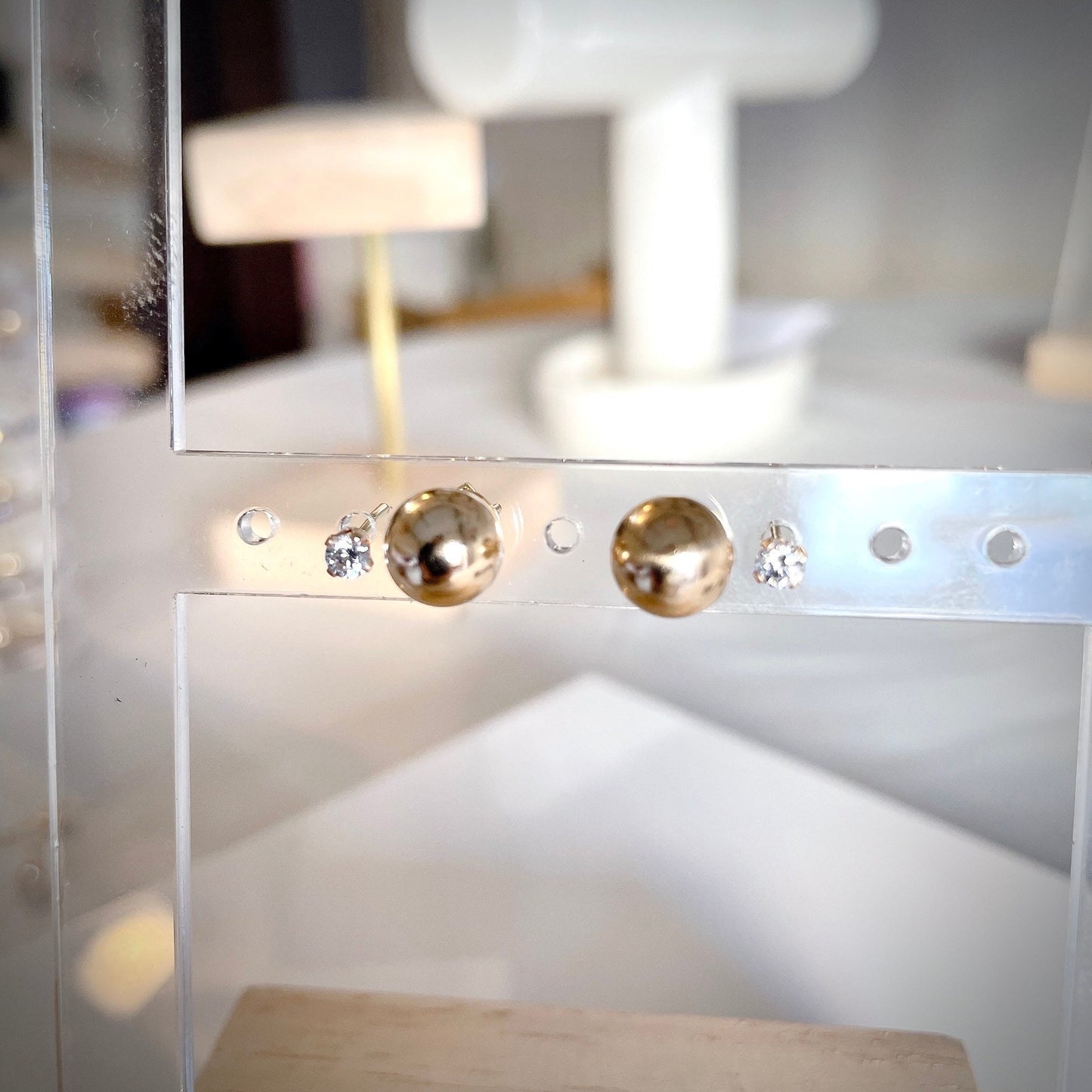 14KGF Yellow Gold Filled Ball Stud Earrings: High Polish Finish