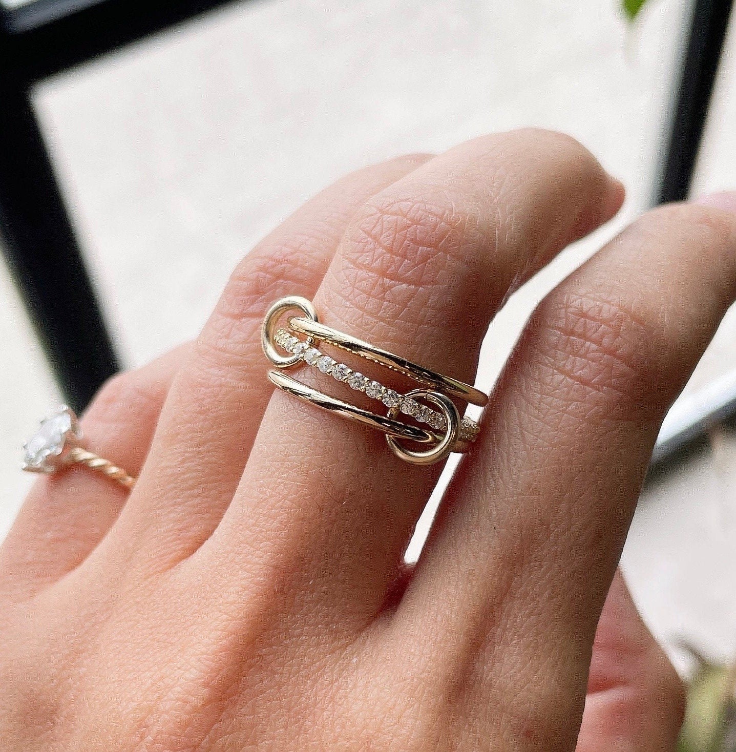 Custom Ring for Kelly, All in Gold, 14k Gold Filled Connected Rings