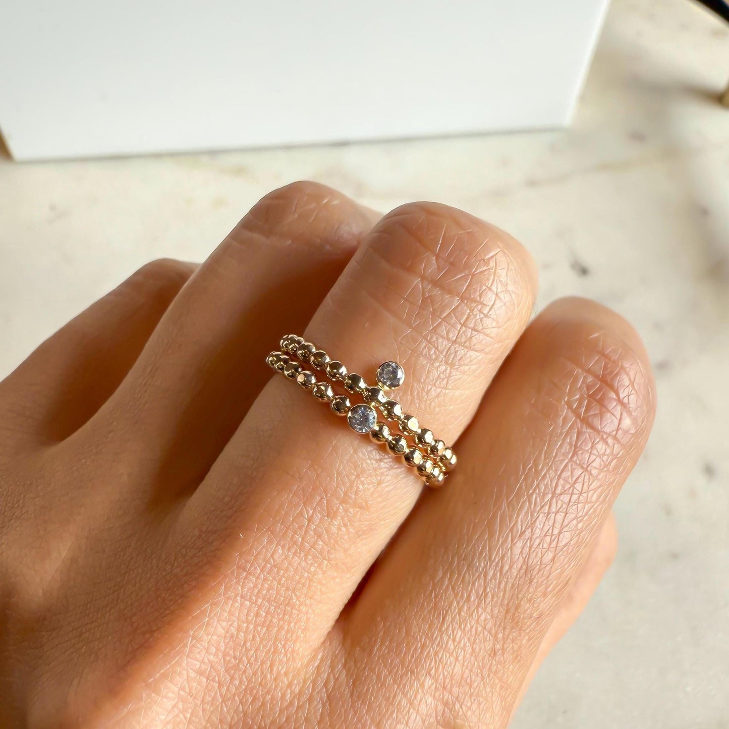 Belief Diamond Collection - Dainty Lab Grown Diamond Ring - 0.03ct Bezel Solitaire Gold Filled Bead Band