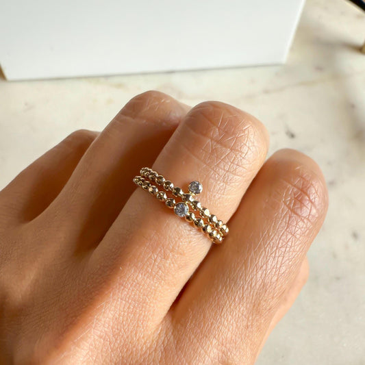 Belief Diamond Collection - Dainty Lab Grown Diamond Ring - 0.03ct Bezel Solitaire Gold Filled Bead Band