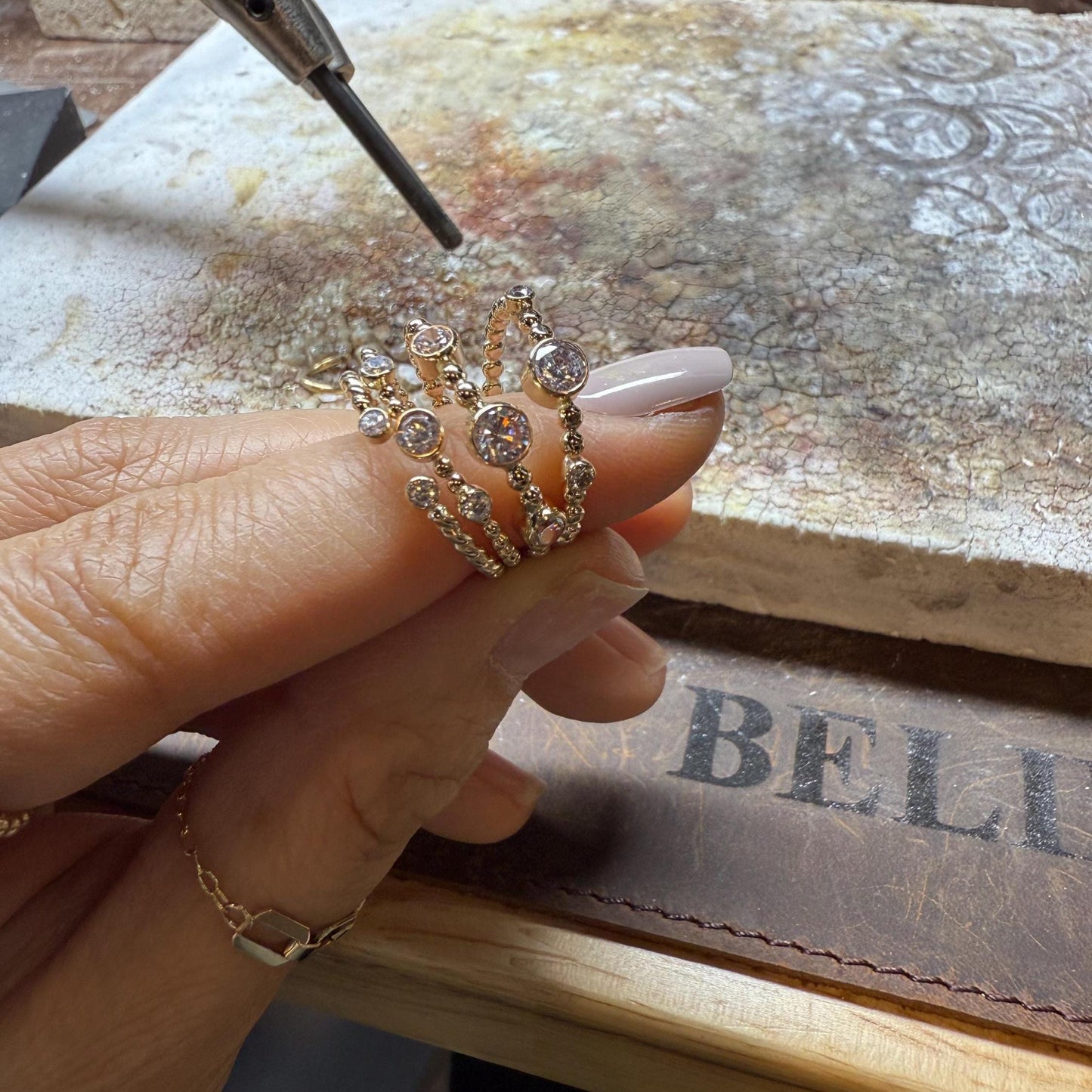 Belief Diamond Collection - 14K Gold-Filled Lab Diamond Bubble Ring: Dainty Bubble Eternity