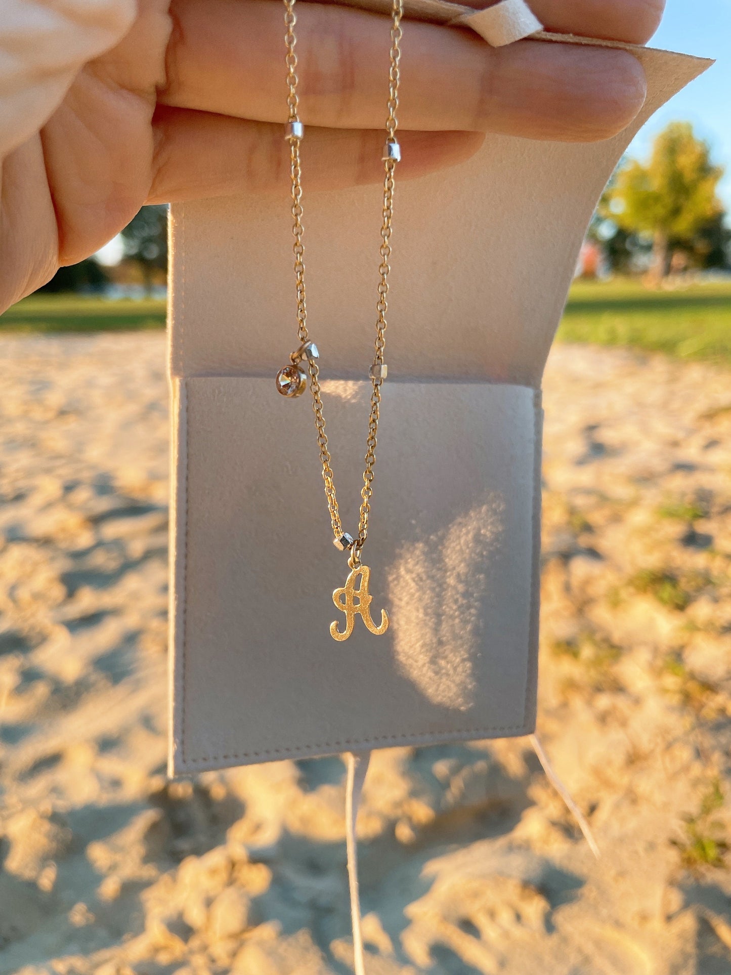 14K Gold Filled Initial Necklace: Personalized Birthstone Charm