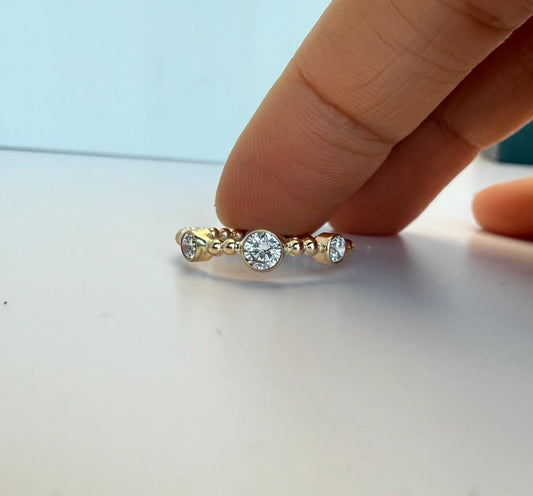 Belief Diamond Collection - 14K Gold-Filled Lab Diamond Bubble Ring: Dainty Bubble Eternity