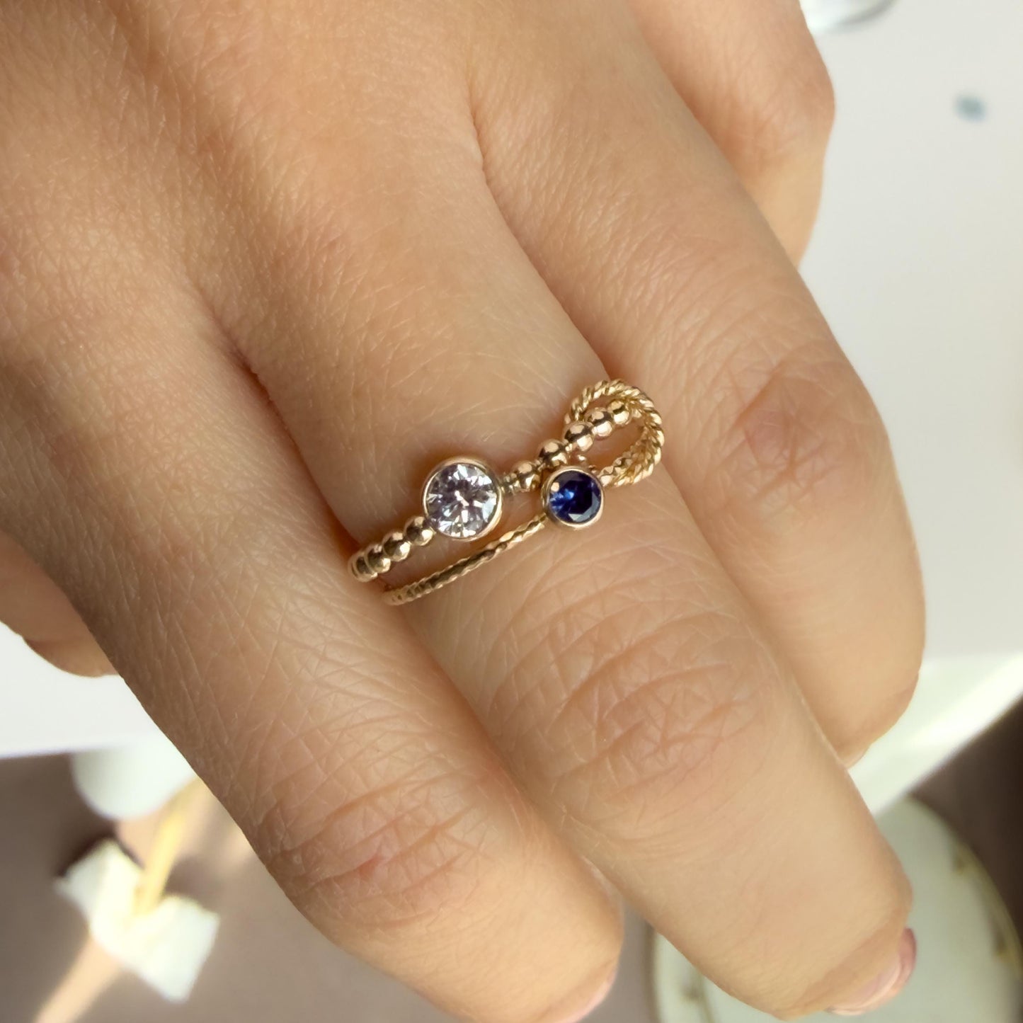 Personalized Birthstone Ring | Dainty Stacking Jewelry | Custom Mother Daughter Ring | Meaningful BFF Gift | Mother’s Day Gift