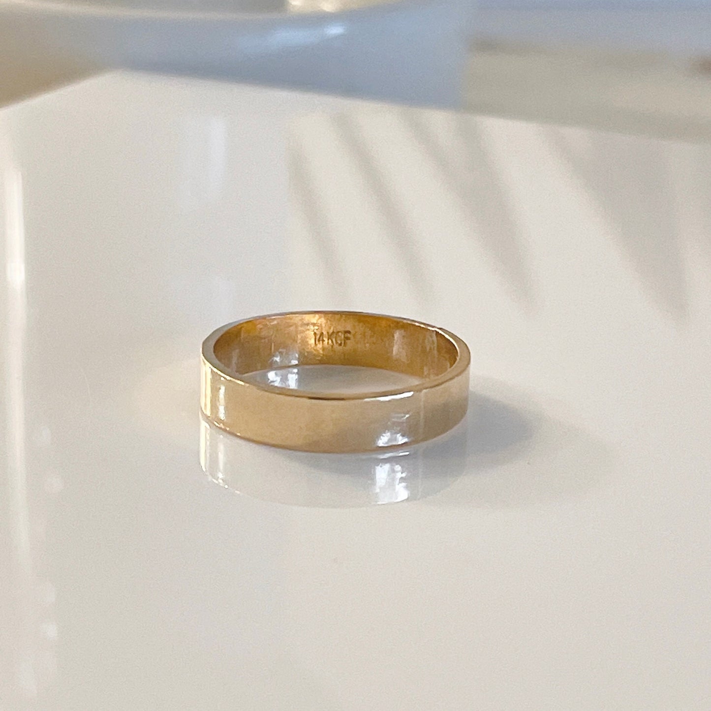 14KGF Gold Filled Cigar Ring, Wide Flat Ring, Bold Ring, High Polished Quality Flat Ring, Flat Stacking Ring, Daily Gold Ring 1/20 14K (R33)