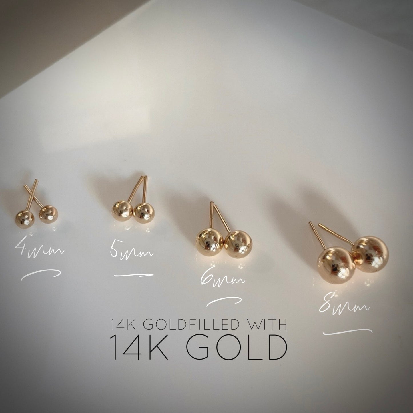 14KGF Yellow Gold Filled Ball Stud Earrings: High Polish Finish