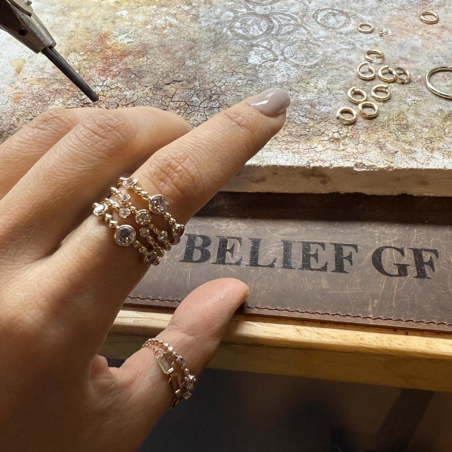Belief Diamond Collection - 14K Gold-Filled Lab Diamond Bubble Ring: Dainty Bubble Eternity