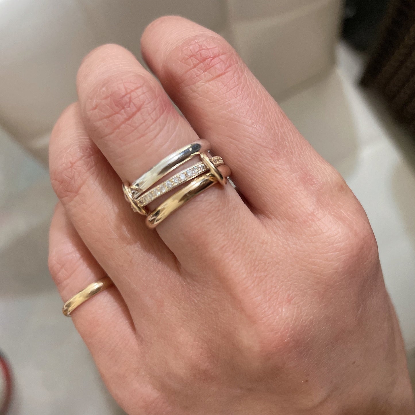 14KGF Two Tone Eternity Connected Ring, 1/20 14K Quality Mark (R11)