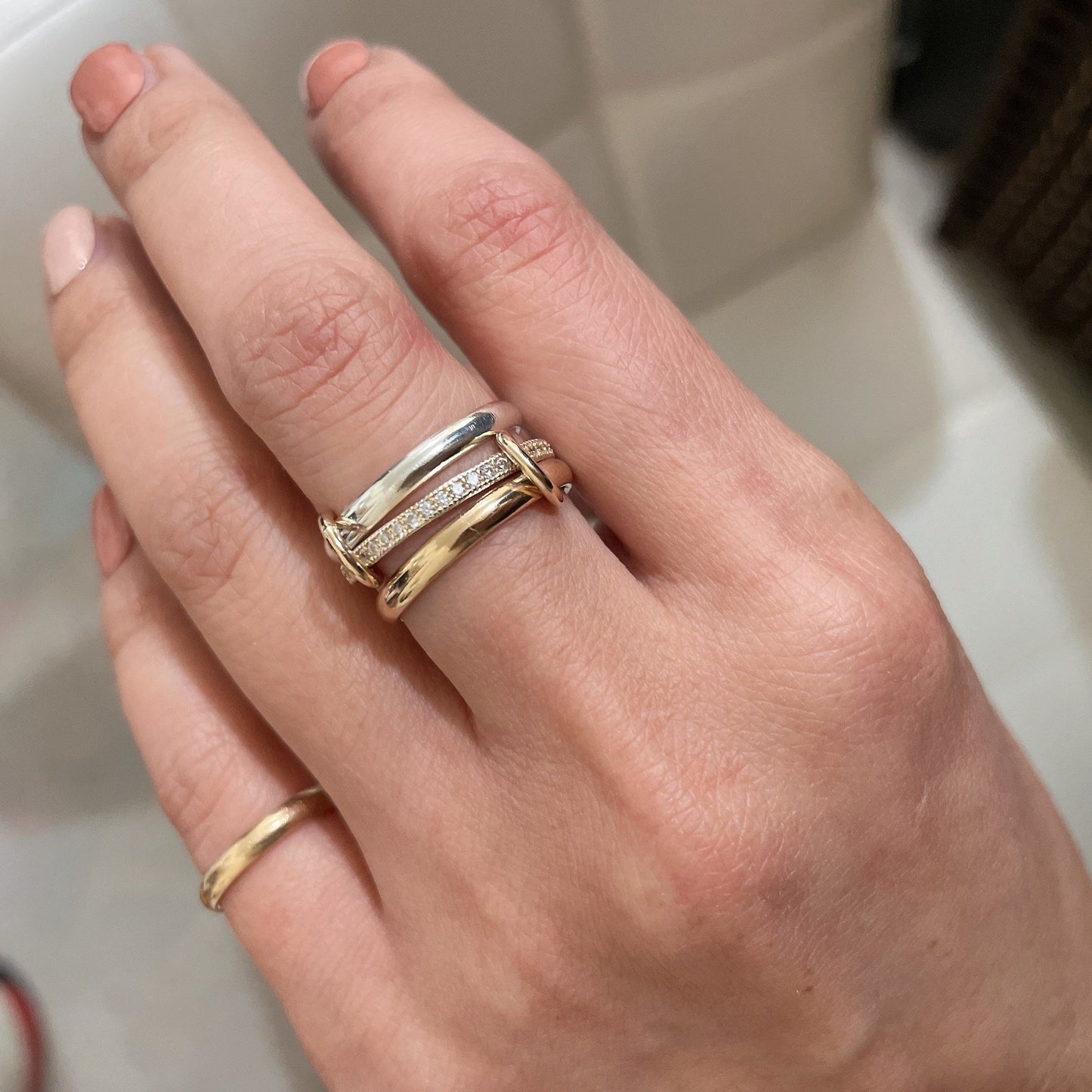 14KGF Two Tone Eternity Connected Ring, 1/20 14K Quality Mark (R11)