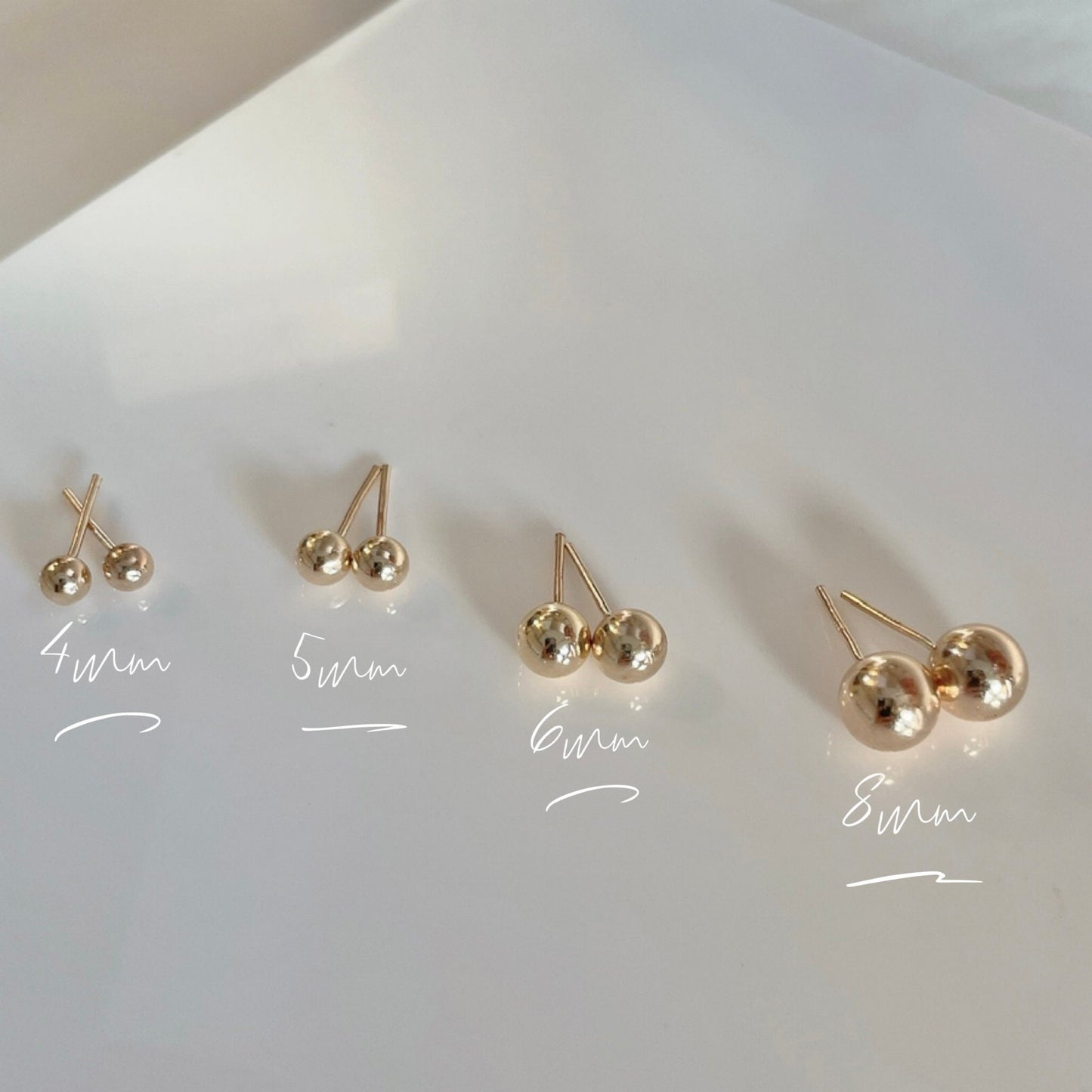 14KGF Yellow Gold Filled Ball Stud Earrings: High Polish Finish