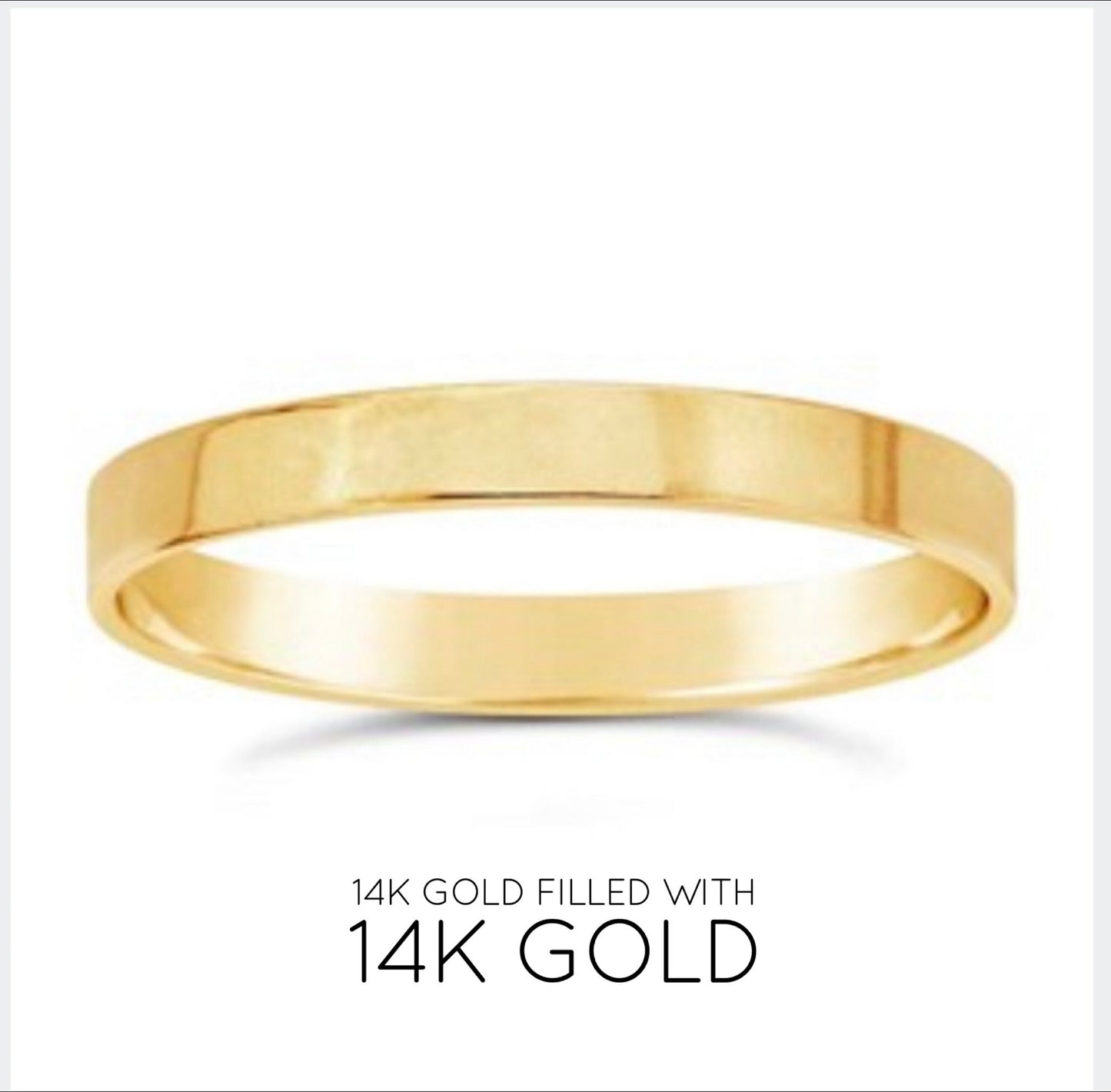 14KGF Gold Filled Cigar Ring, Wide Flat Ring, Bold Ring, High Polished Quality Flat Ring, Flat Stacking Ring, Daily Gold Ring 1/20 14K (R33)