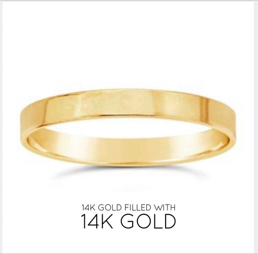 14KGF Gold Filled Cigar Ring, Wide Flat Ring, Bold Ring, High Polished Quality Flat Ring, Flat Stacking Ring, Daily Gold Ring 1/20 14K (R33)