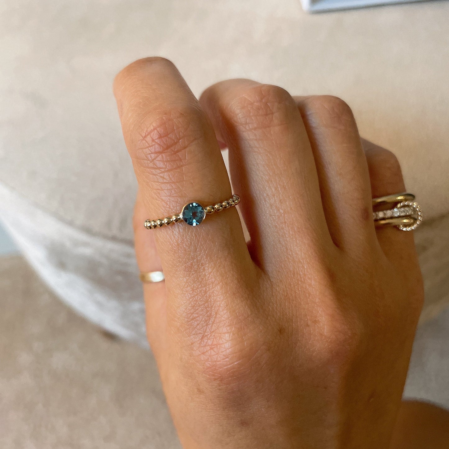 14K Gold Filled Swiss Blue Topaz Ring: November Birthstone