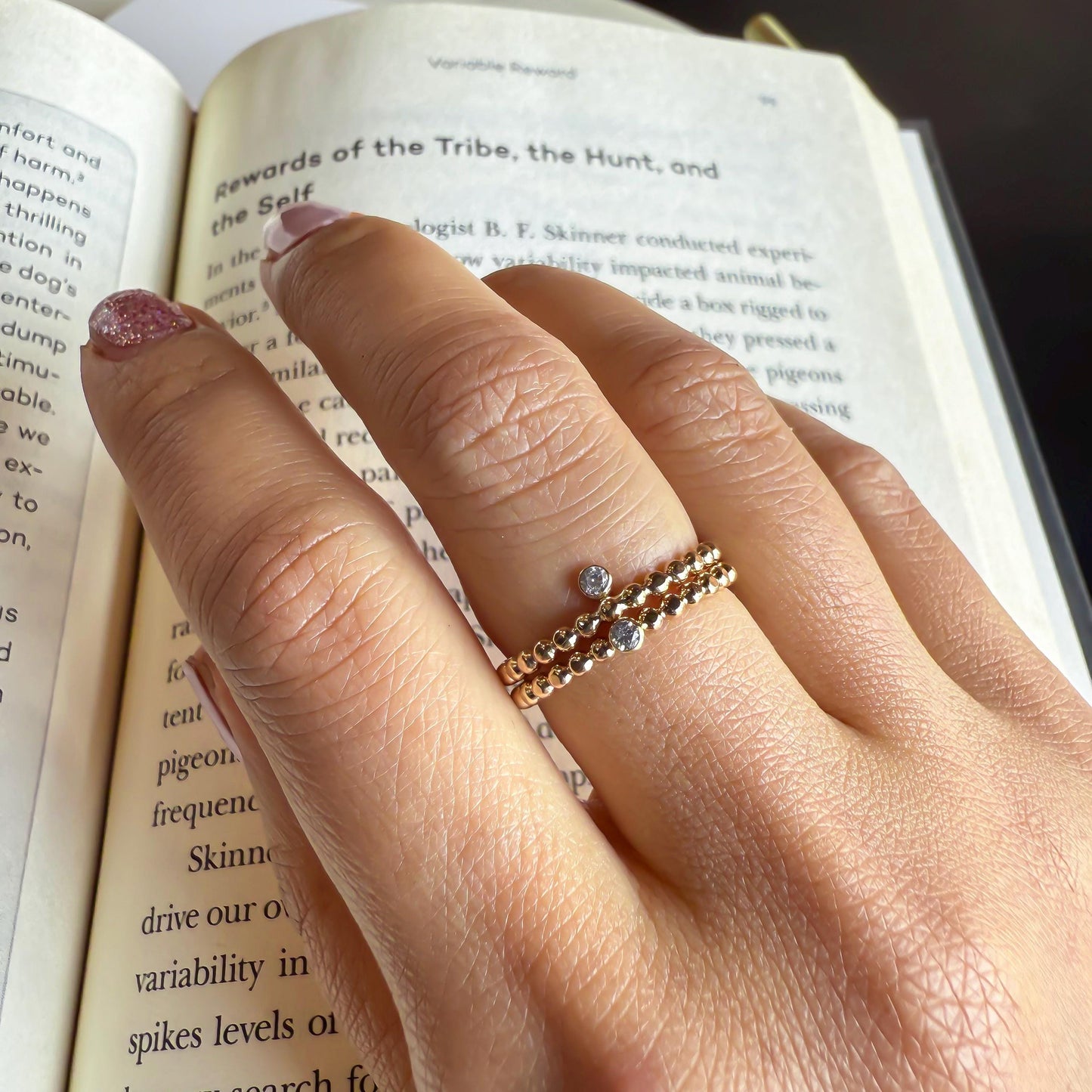 Belief Diamond Collection - Dainty Lab Grown Diamond Ring - 0.03ct Bezel Solitaire Gold Filled Bead Band