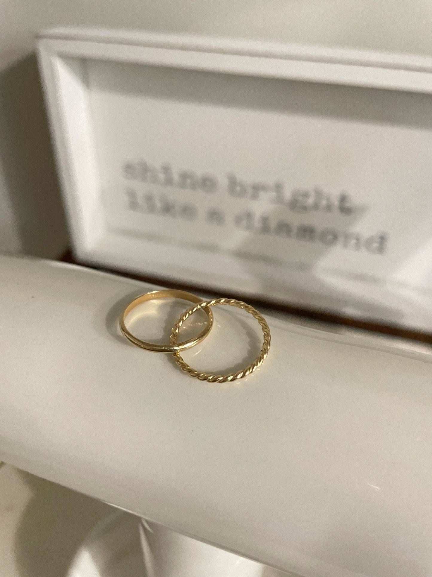 14KGF Gold Crossing Ring, Gold Statement Ring, Gold Interlocking Ring, Rolling Ring, Minimalist Ring, Gold Ring Set, 1/20 14K with 14k Gold