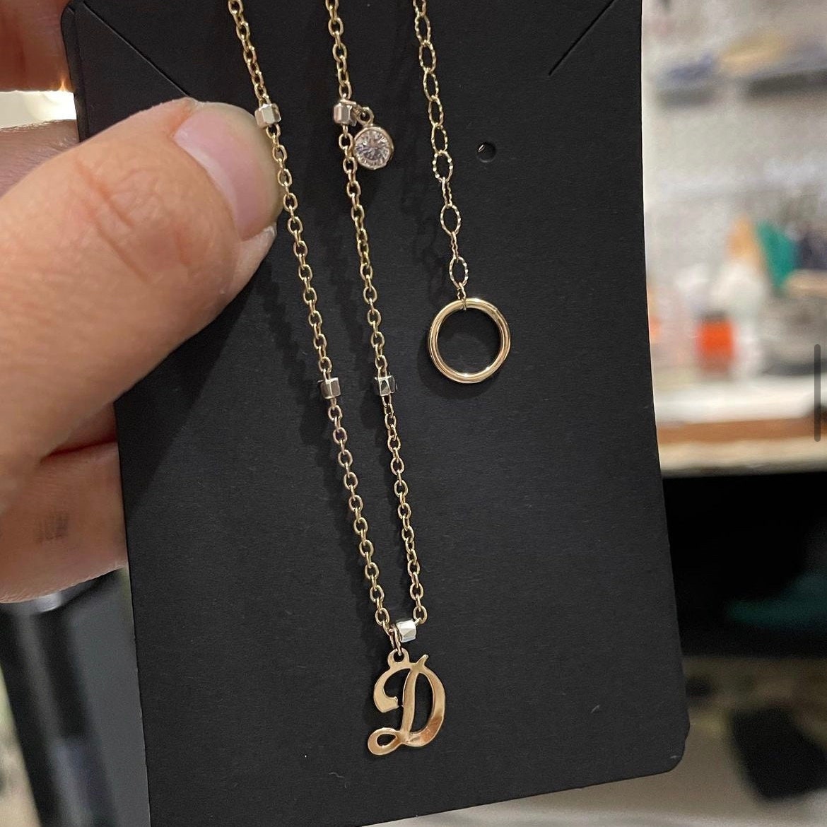 14K Gold Filled Initial Necklace: Personalized Birthstone Charm