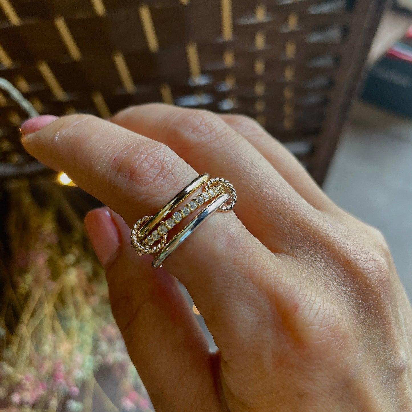 14KGF Sia Two Tone Eternity Connected Ring, 1/20 14K Quality Mark (R4s)