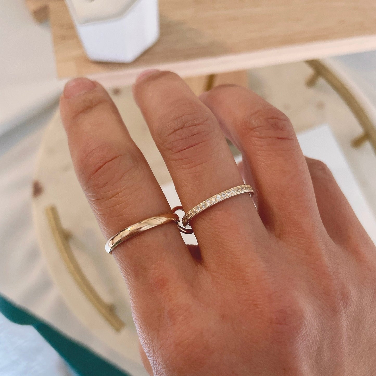 14KGF Gold Multi-Link Ring Set: Chunky Interlocking Statement Ring (R5)