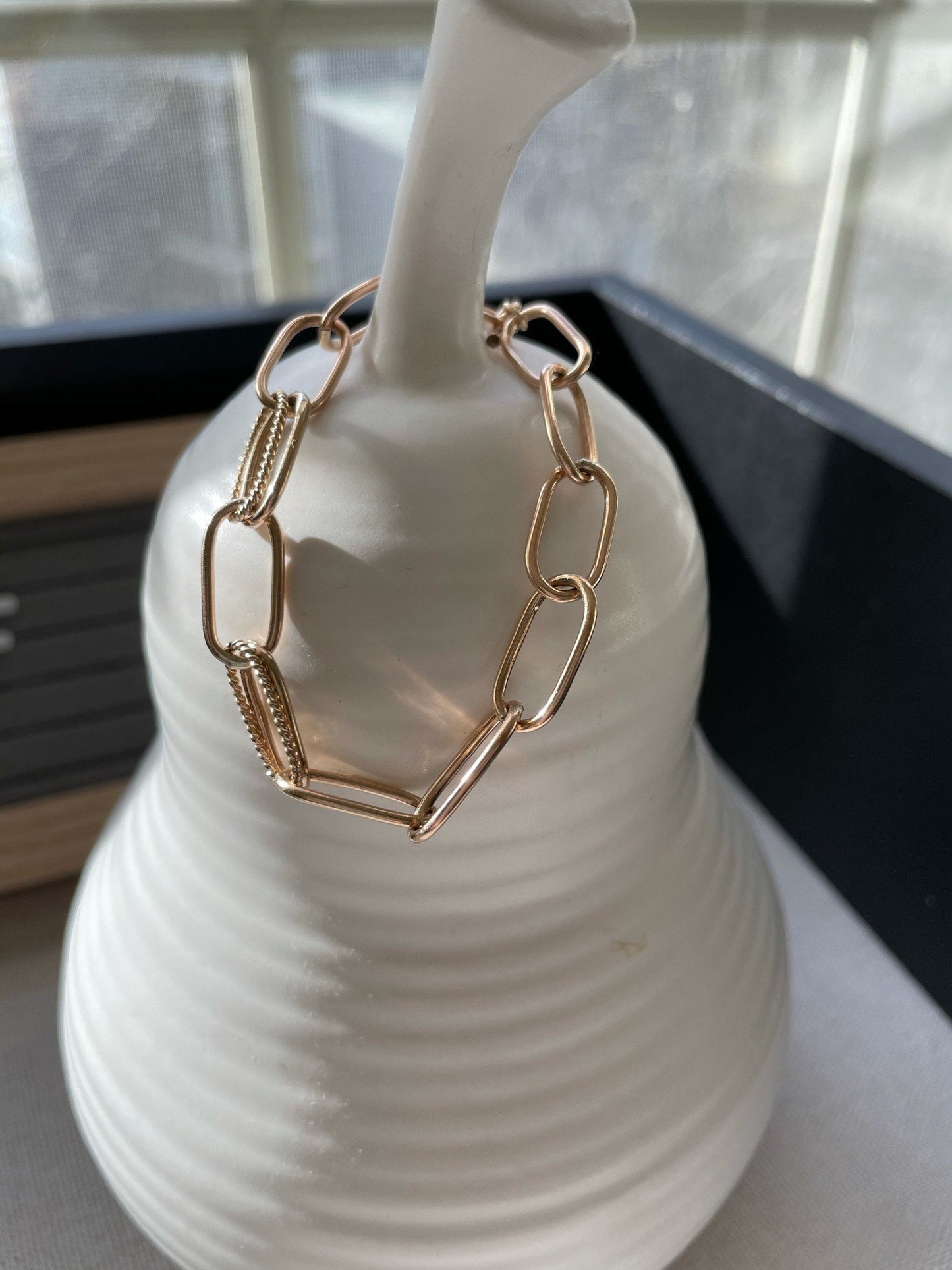 Handmade 14K Gold Filled Paper Clip Bracelet: Chunky Chain