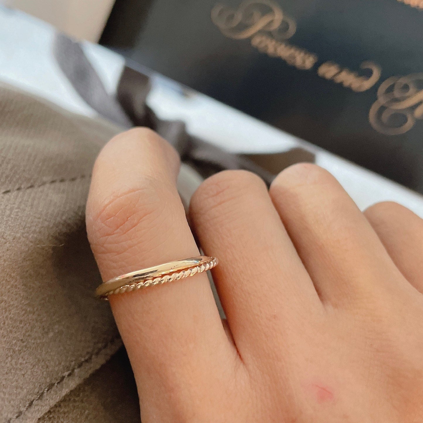 14KGF Gold Crossing Ring, Gold Statement Ring, Gold Interlocking Ring, Rolling Ring, Minimalist Ring, Gold Ring Set, 1/20 14K with 14k Gold