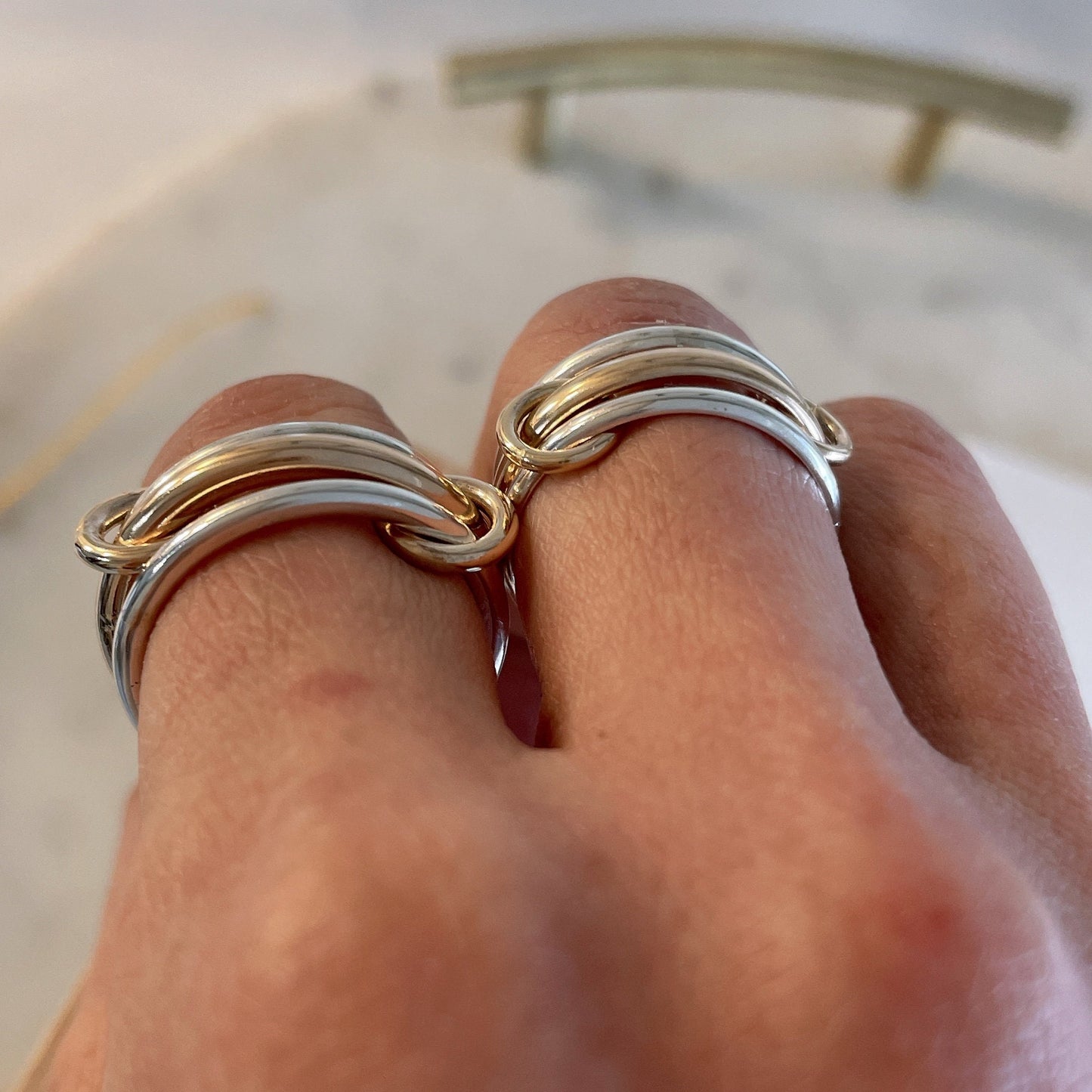 Two-Tone Interlocking Ring: 14K Gold Fill & Sterling Silver (R2)