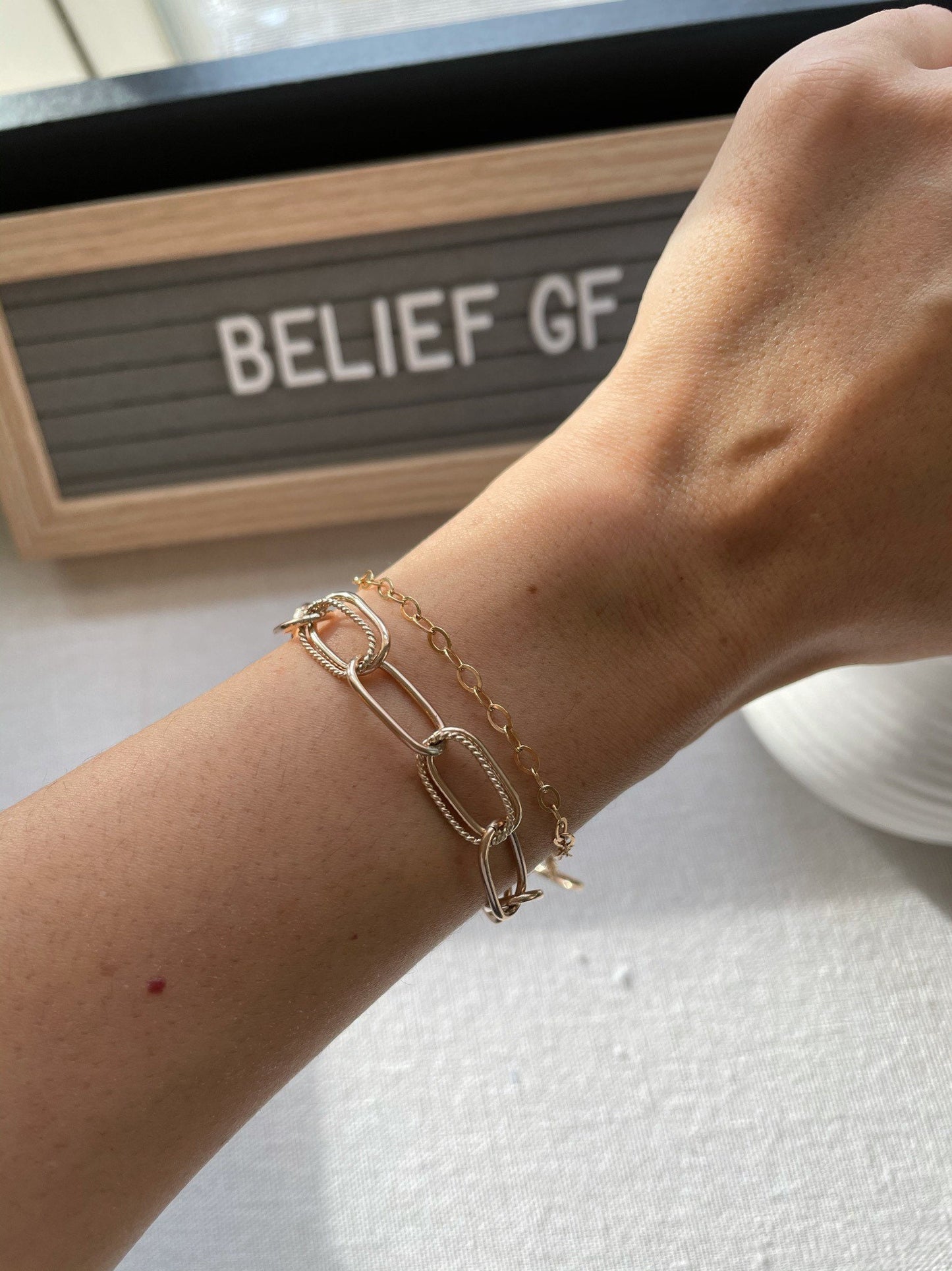 Handmade 14K Gold Filled Paper Clip Bracelet: Chunky Chain