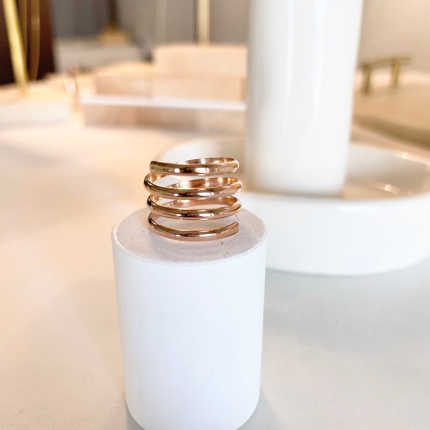 14KGF Rose Gold Coil Ring: Spiral Wrap Style