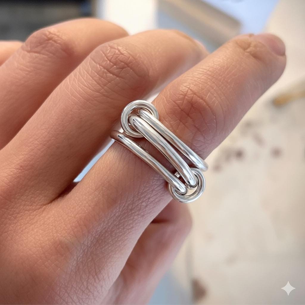 Sterling Silver Interlocking Rings: Heavy Fit Statement Ring (R52)