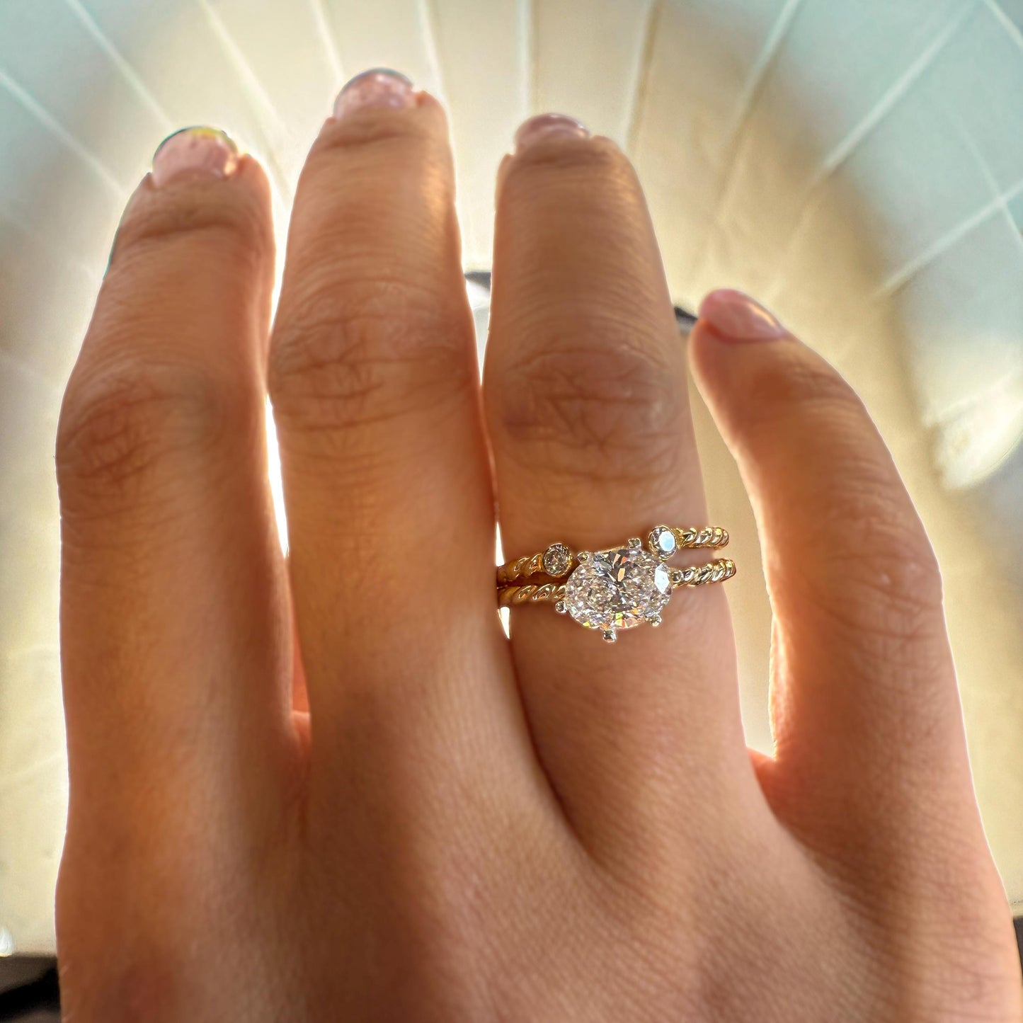 Belief Diamond Collection - Oval Lab Diamond Ring Set: 14K Gold Filled Twist Band