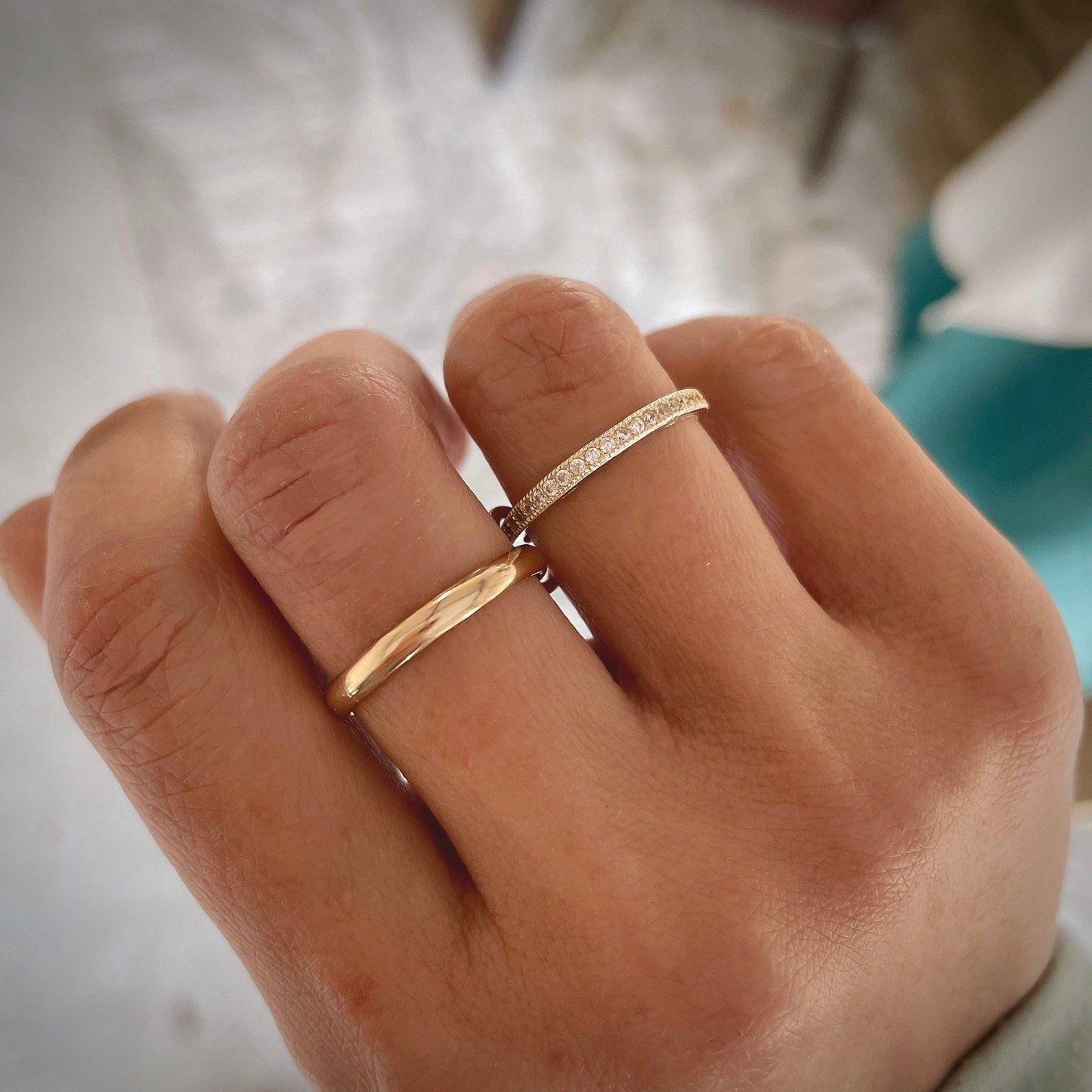 14KGF Gold Multi-Link Ring Set: Chunky Interlocking Statement Ring (R5)