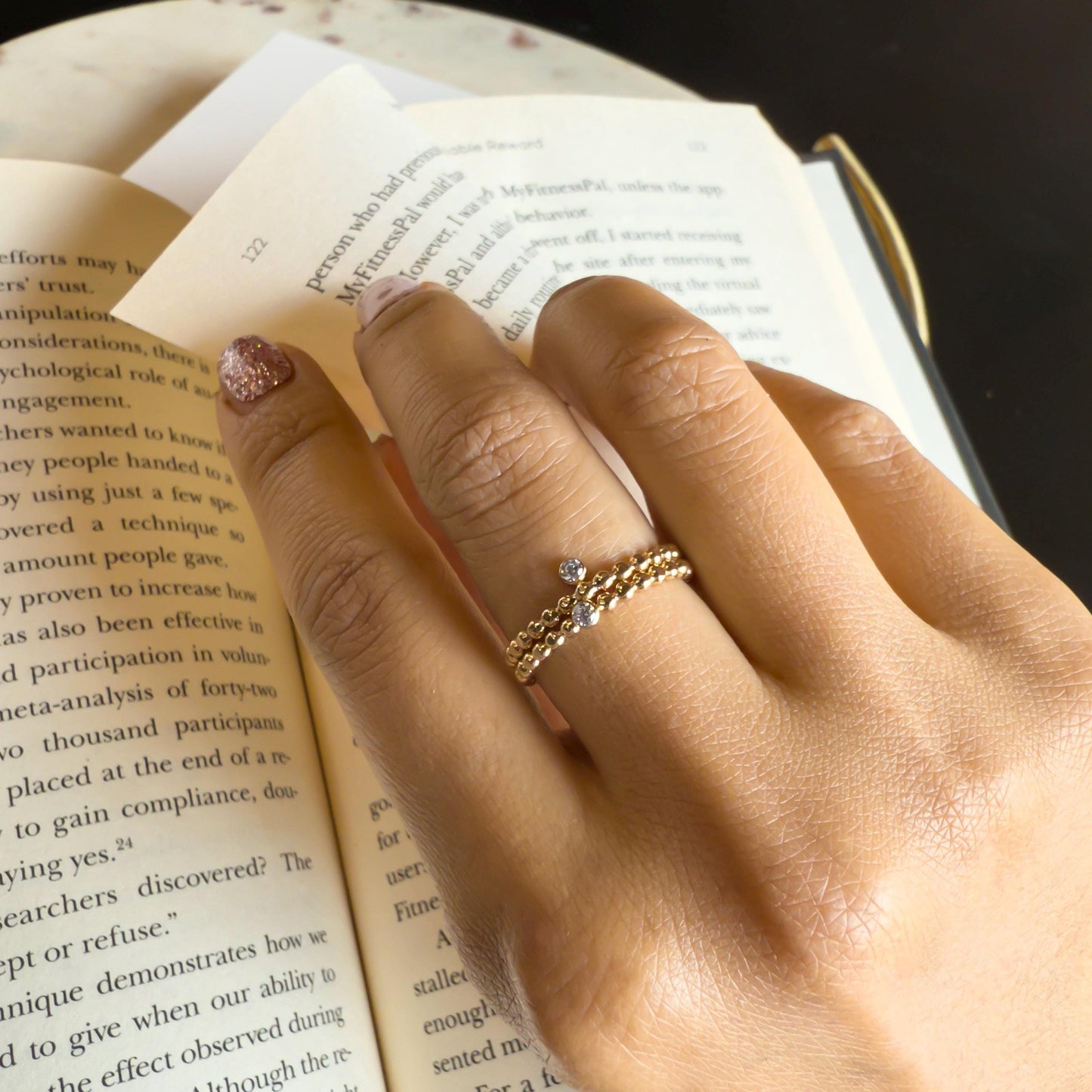 Belief Diamond Collection - Dainty Lab Grown Diamond Ring - 0.03ct Bezel Solitaire Gold Filled Bead Band