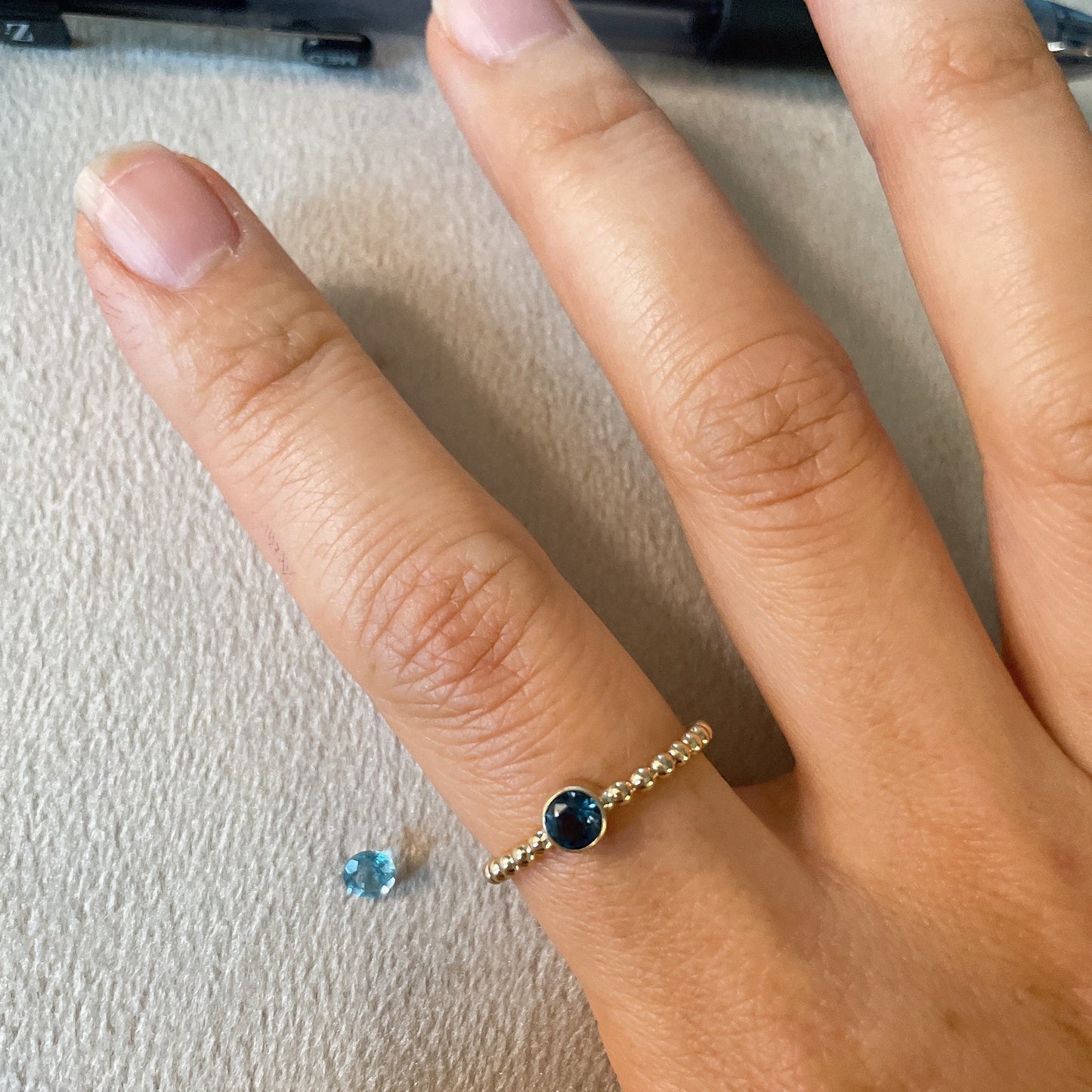 14K Gold Filled Swiss Blue Topaz Ring: November Birthstone