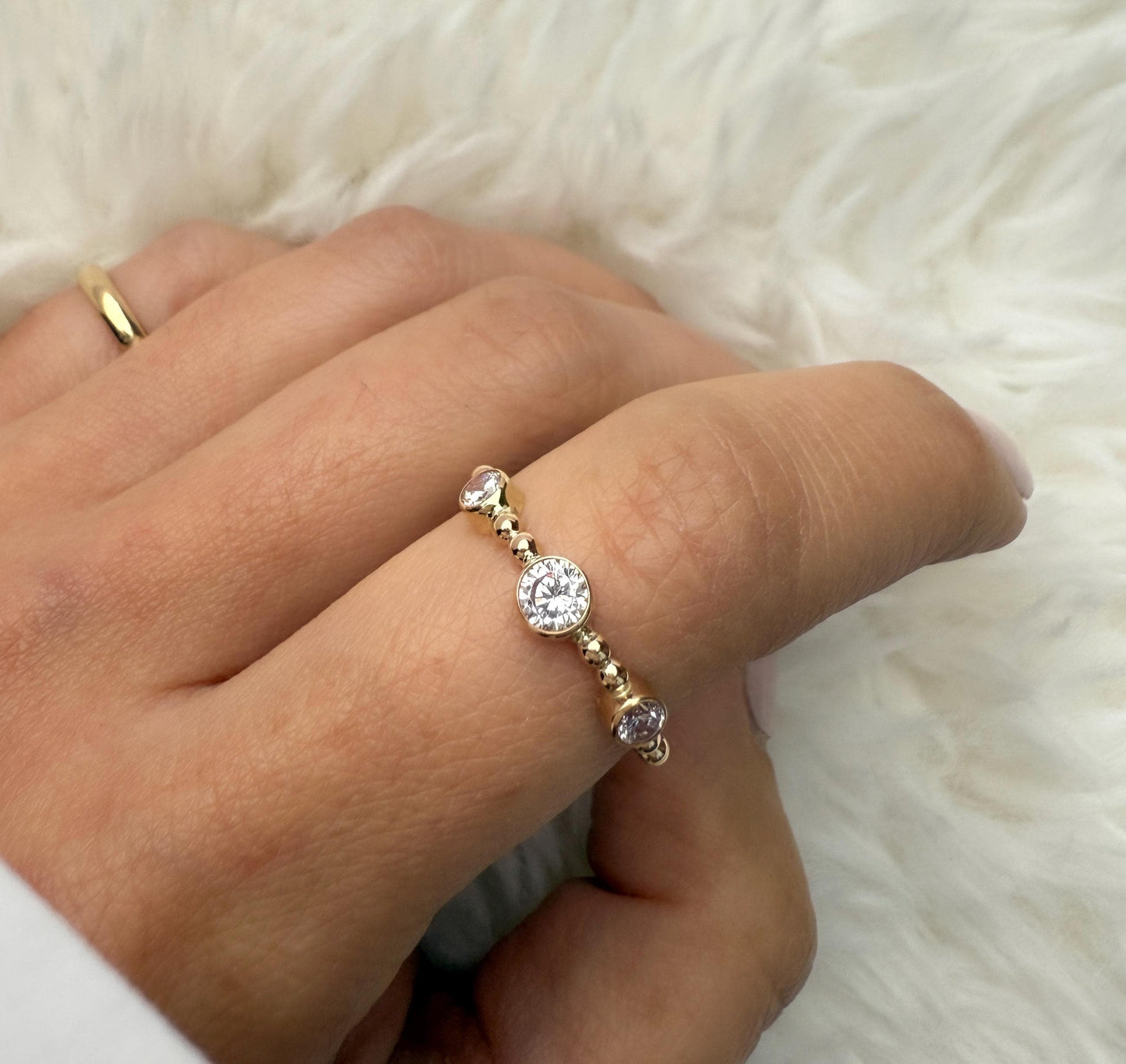 Belief Diamond Collection - 14K Gold-Filled Lab Diamond Bubble Ring: Dainty Bubble Eternity