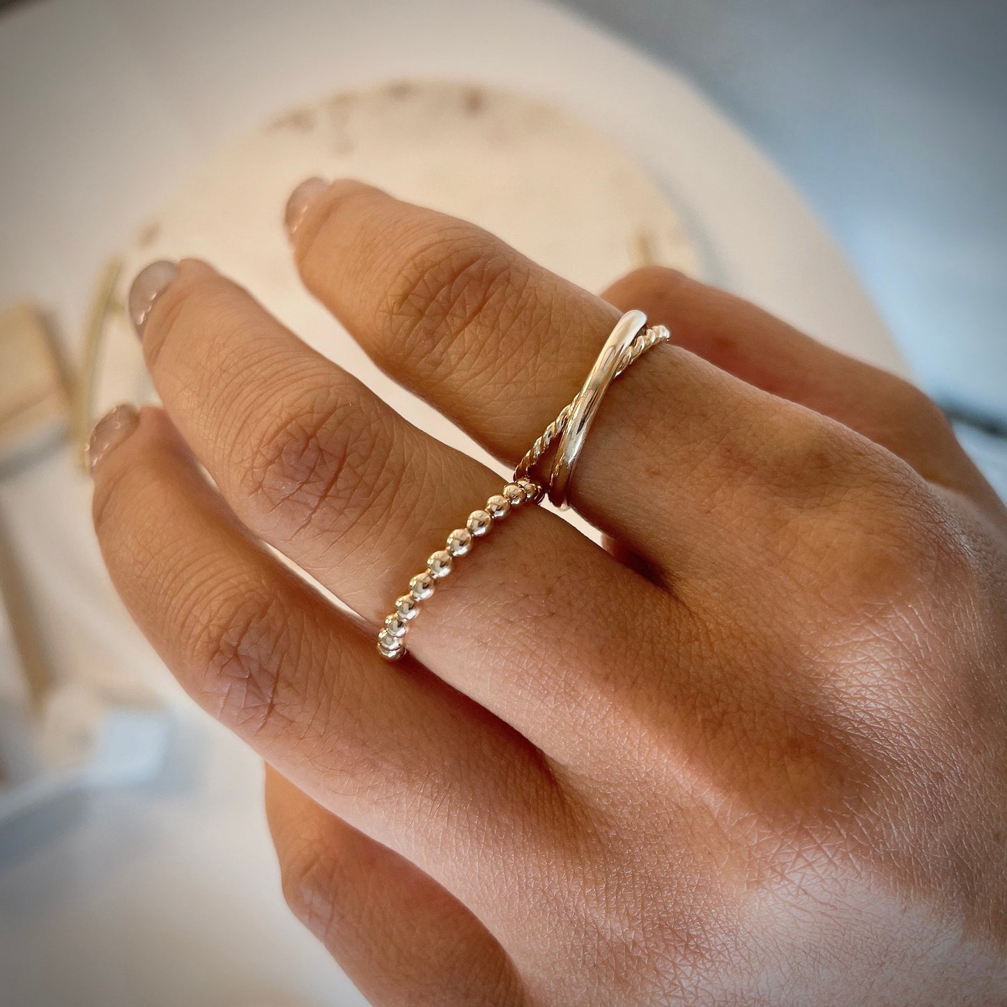 14K Gold Filled Crossing Ring: Minimalist Interlocking Band
