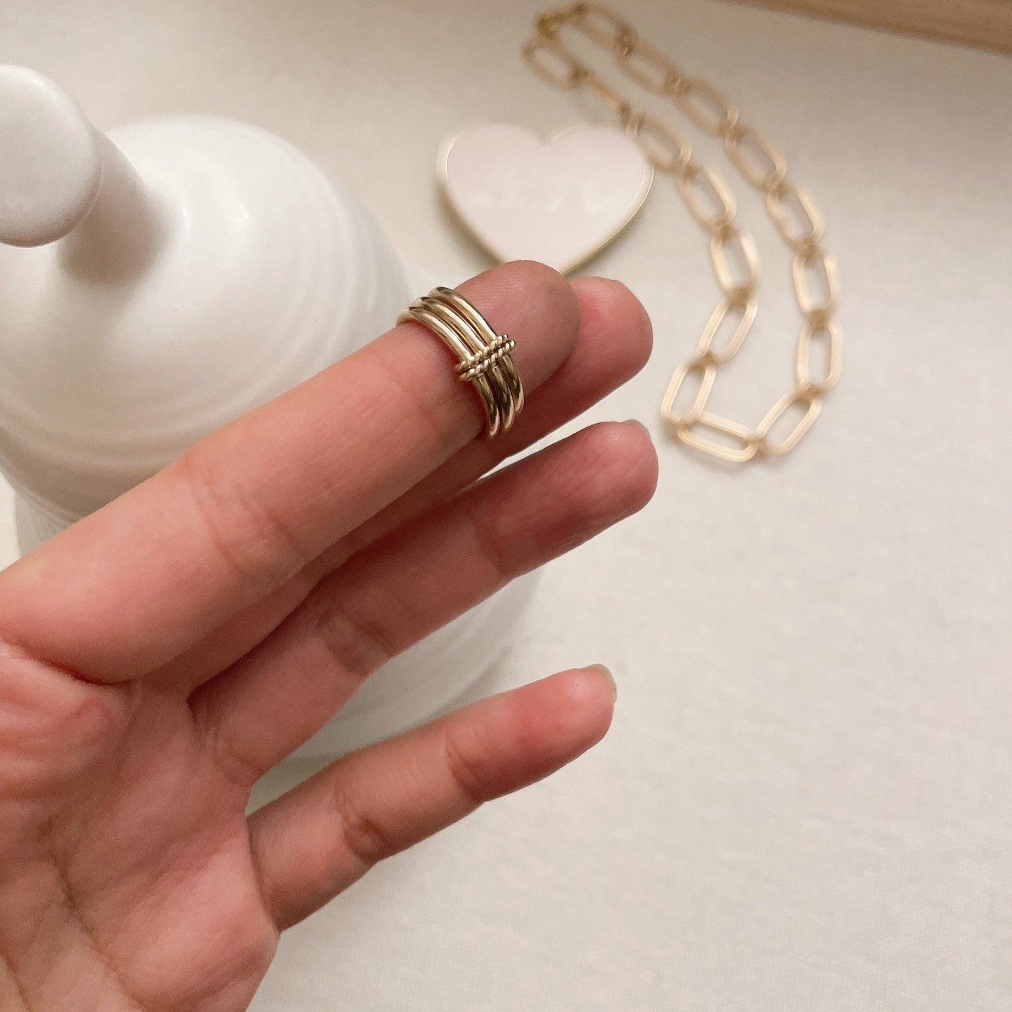 14KGF Gold Triple Band Rings, Gold Filled stackable ring, Heavy Gold Ring, Soldered with 14k solid gold. 1/20 14K Stamped (R22)
