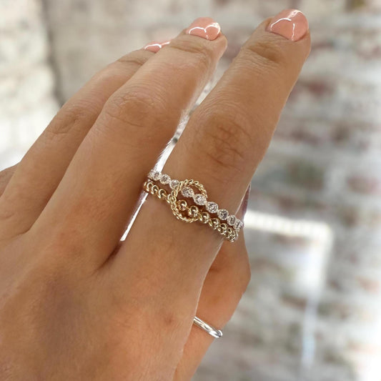 14KGF Gold Multi Link Ring Set: Chunky Eternity Statement Ring (R53)