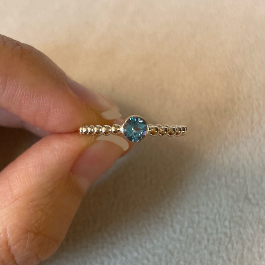14K Gold Filled Swiss Blue Topaz Ring: November Birthstone