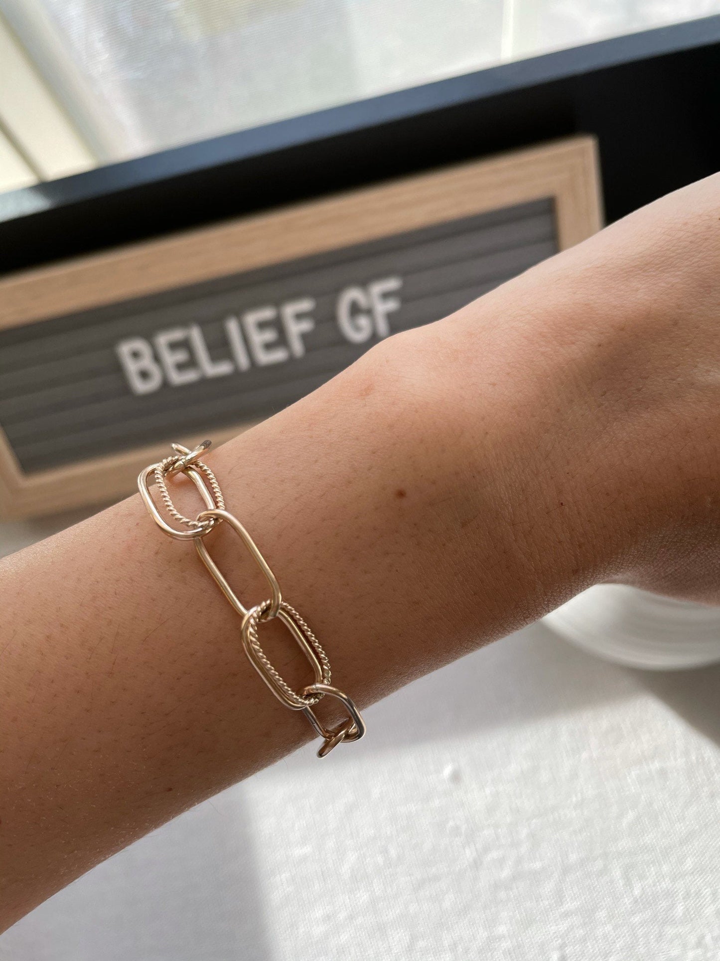 Handmade 14K Gold Filled Paper Clip Bracelet: Chunky Chain