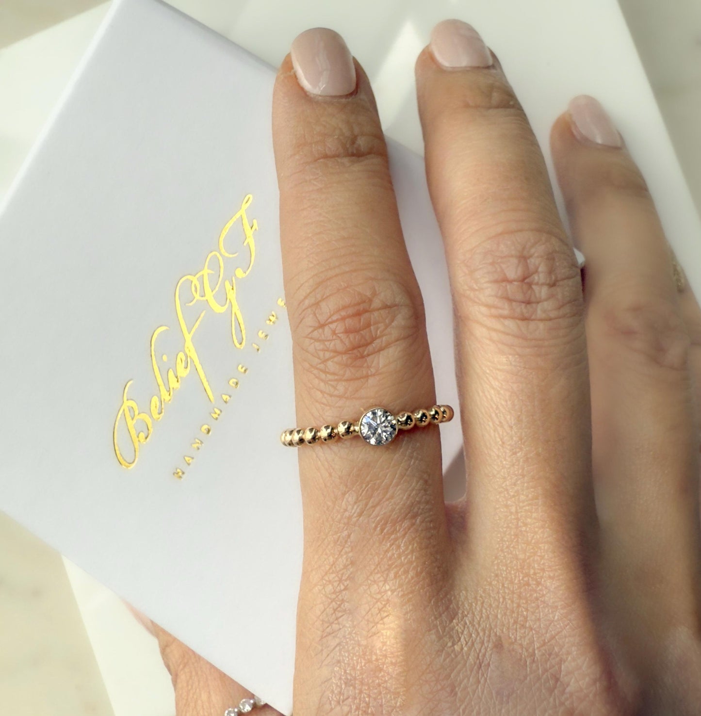 Belief Diamond Collection - 14K Gold Filled Lab Grown Diamond Ring - 0.25ct Bezel Solitaire
