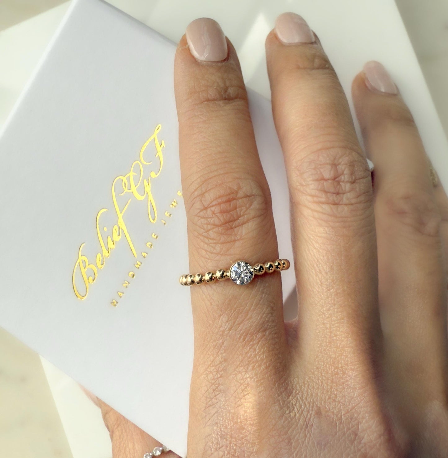 Belief Diamond Collection - 14K Gold Filled Lab Grown Diamond Ring - 0.25ct Bezel Solitaire