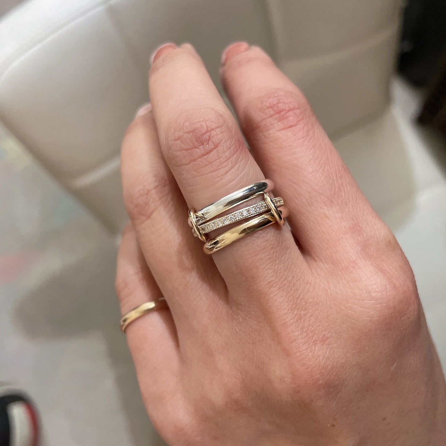 14KGF Two Tone Eternity Connected Ring, 1/20 14K Quality Mark (R11)