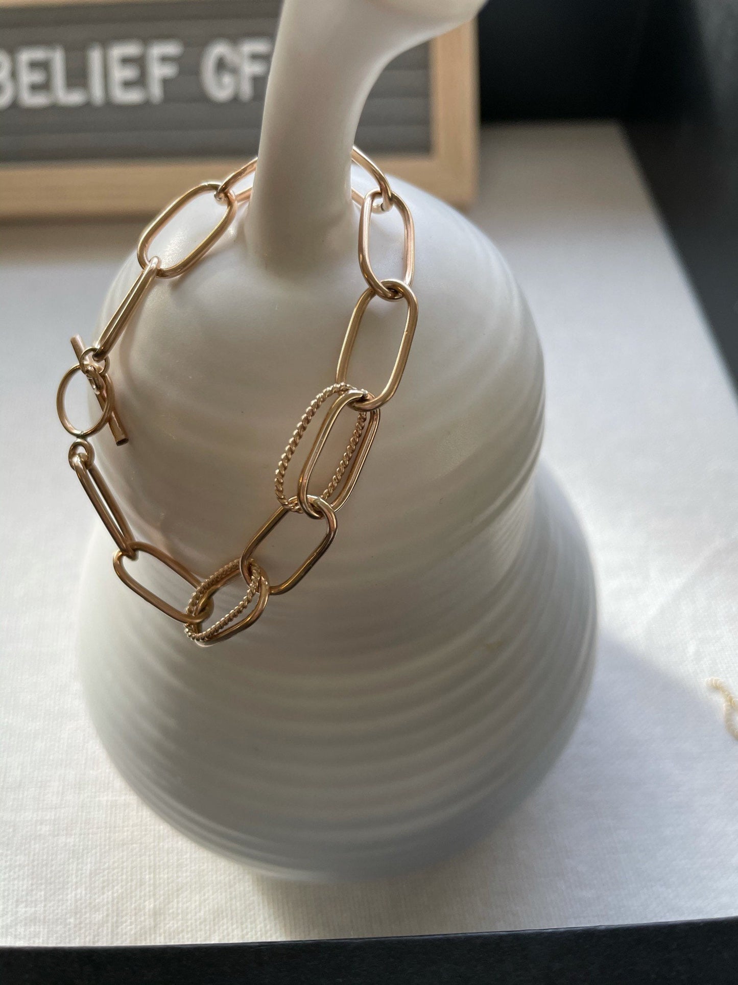 Handmade 14K Gold Filled Paper Clip Bracelet: Chunky Chain