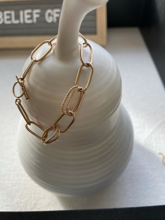 Handmade 14K Gold Filled Paper Clip Bracelet: Chunky Chain