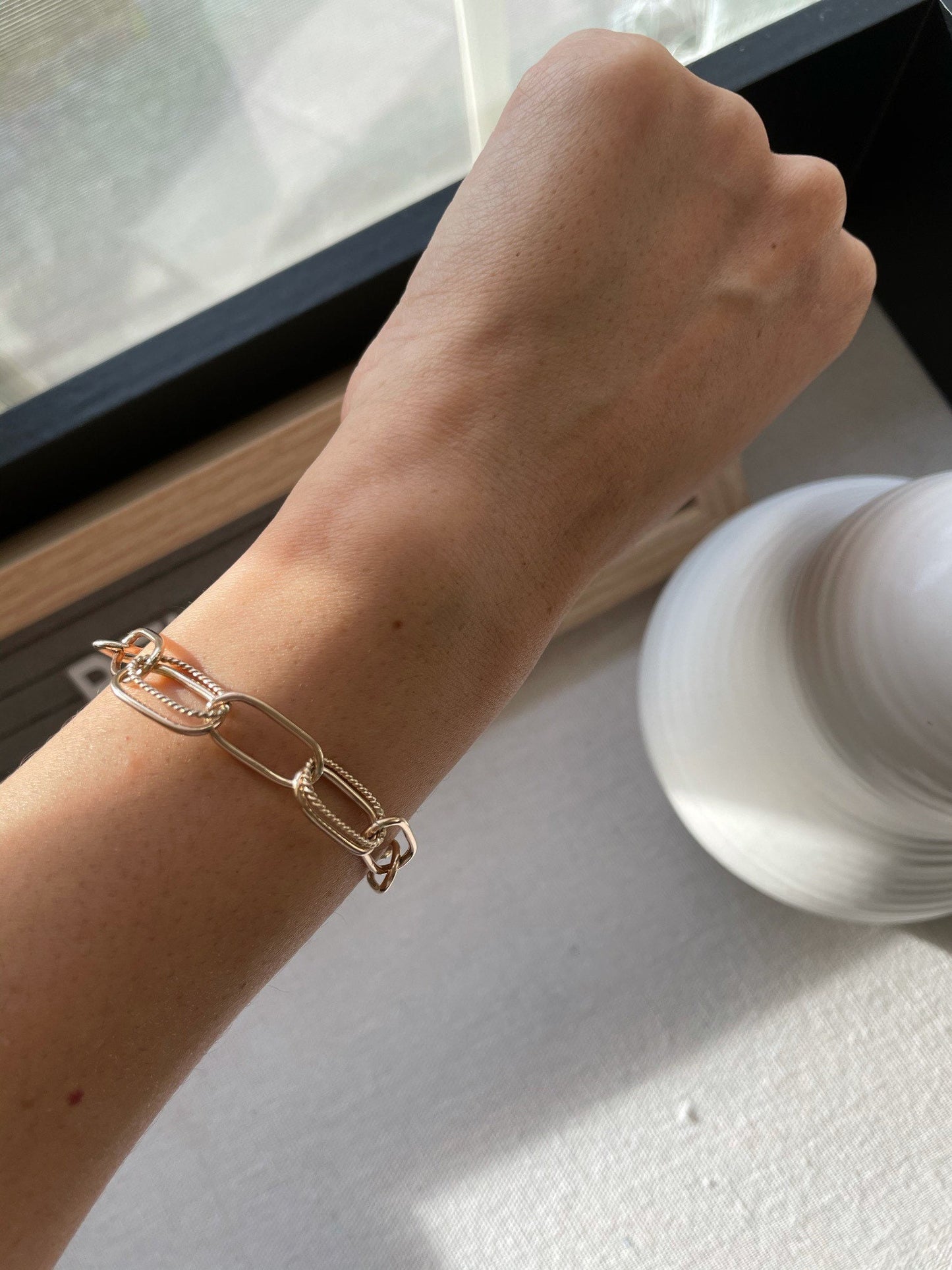 Handmade 14K Gold Filled Paper Clip Bracelet: Chunky Chain