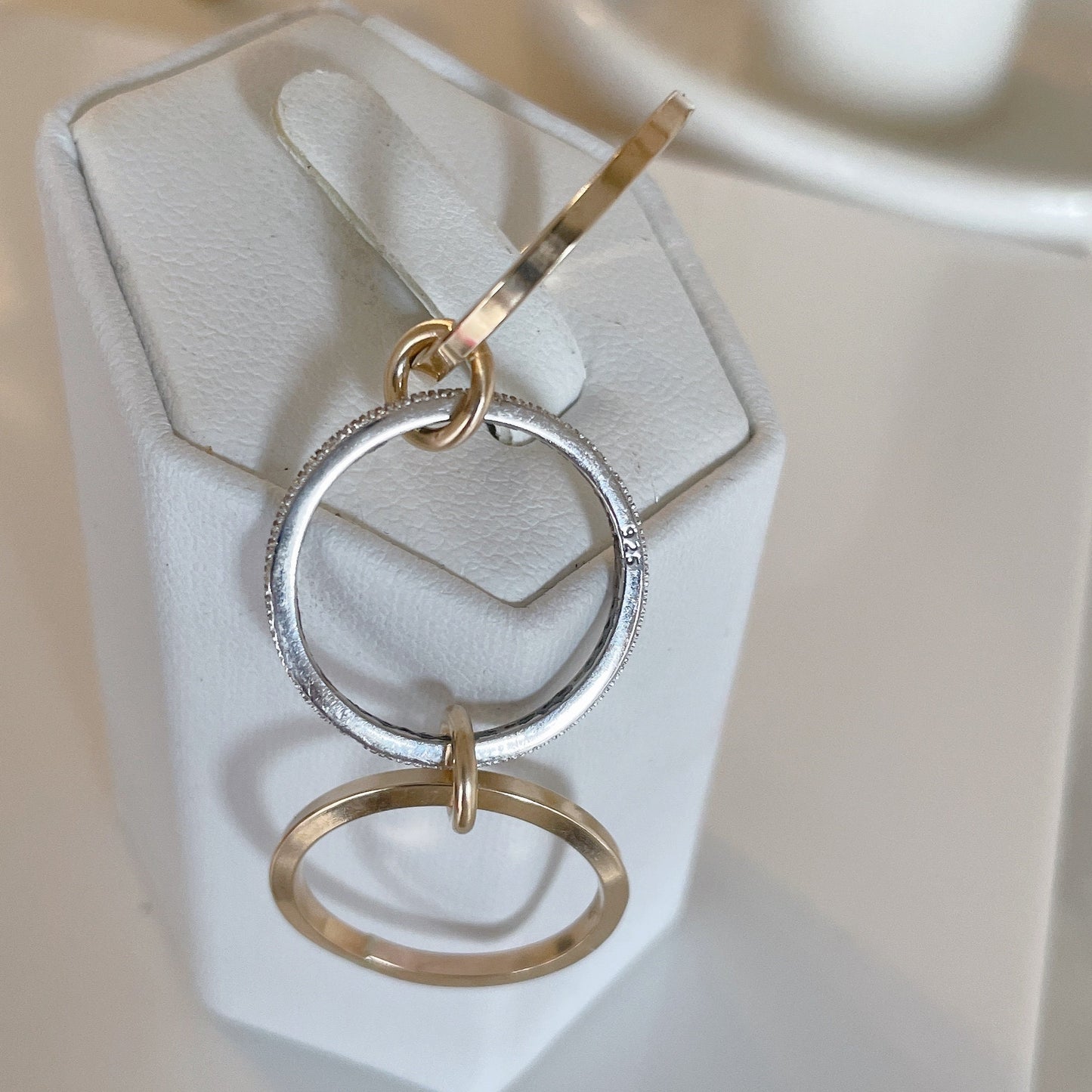 14KGF Gold Multi Link Ring: Chunky Interlocking Statement Ring