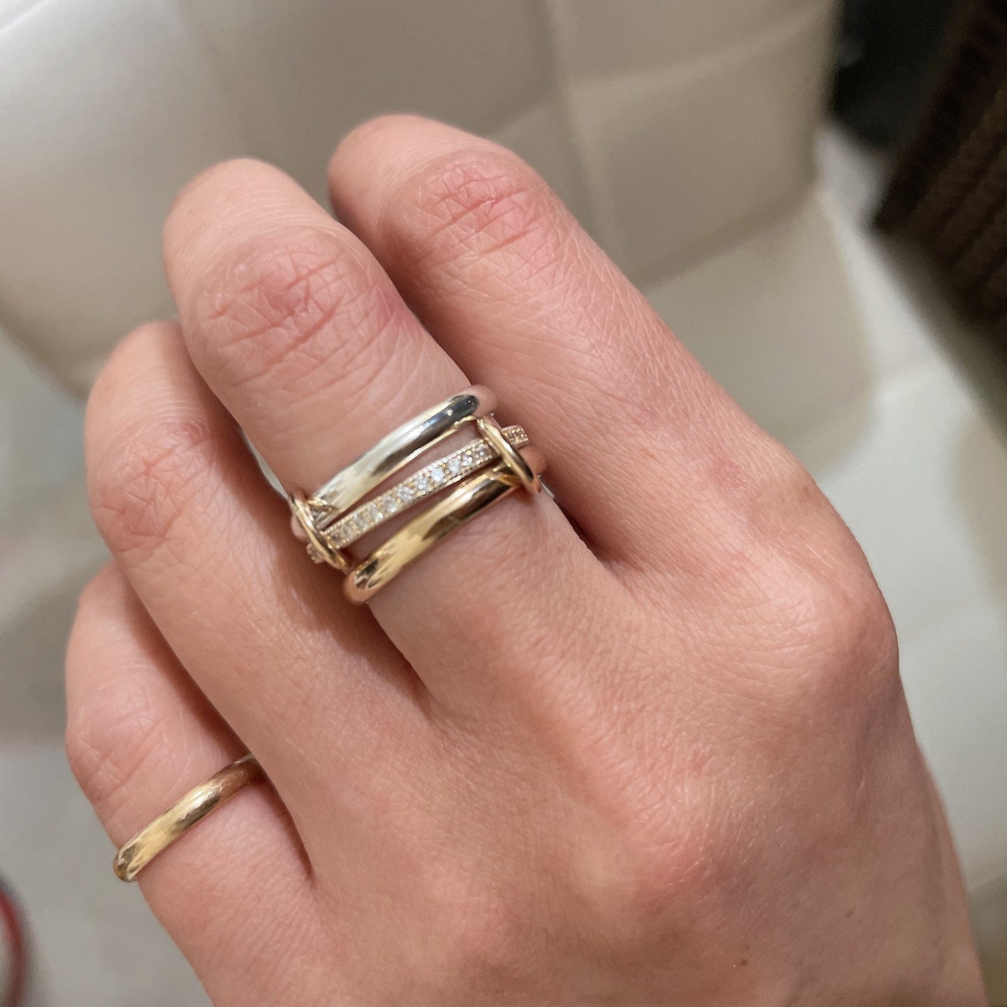 14KGF Two Tone Eternity Connected Ring, 1/20 14K Quality Mark (R11)